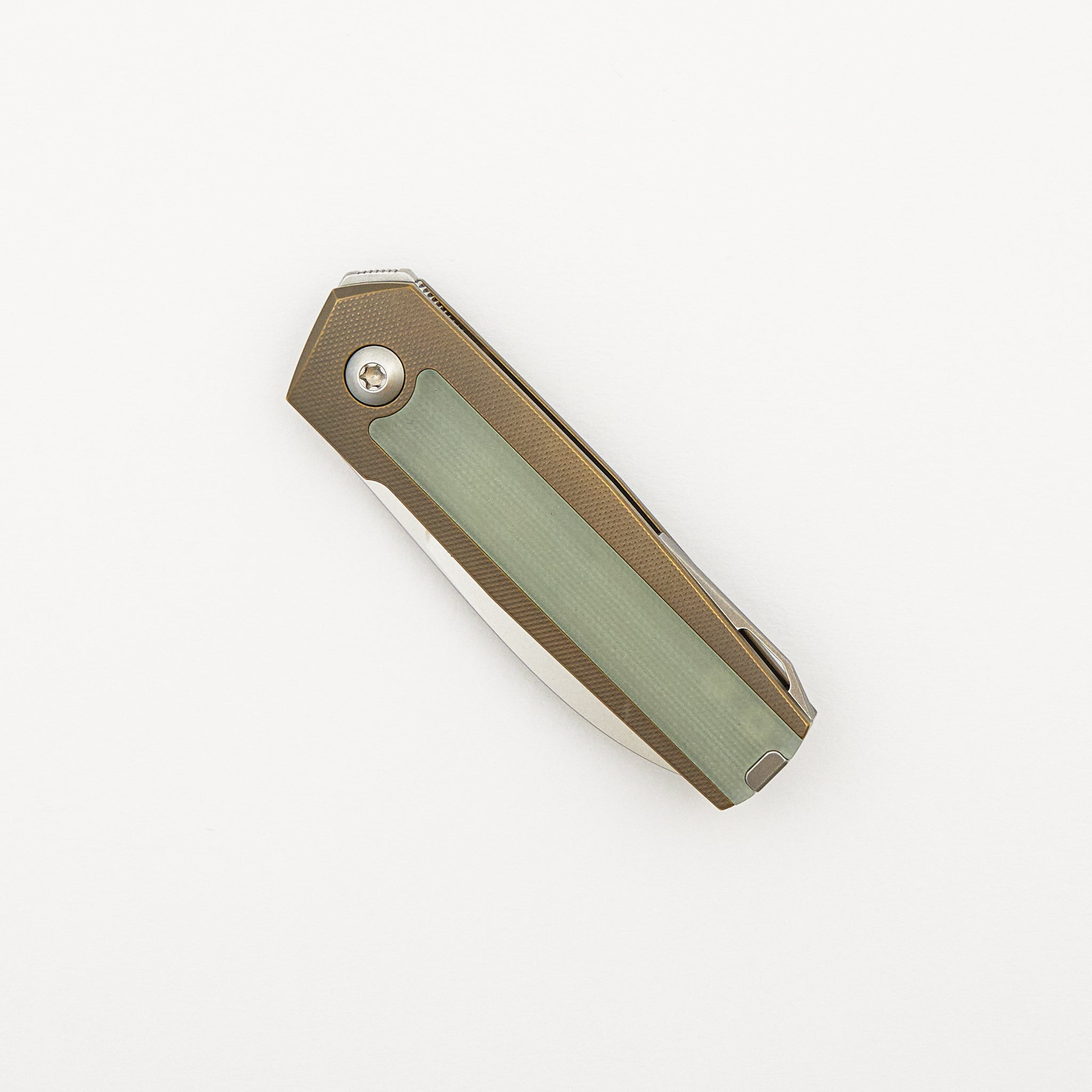 ARN - Amber/Satin - Titanium Handle - Jade G10 Inlays - RWL34 Blade - #67