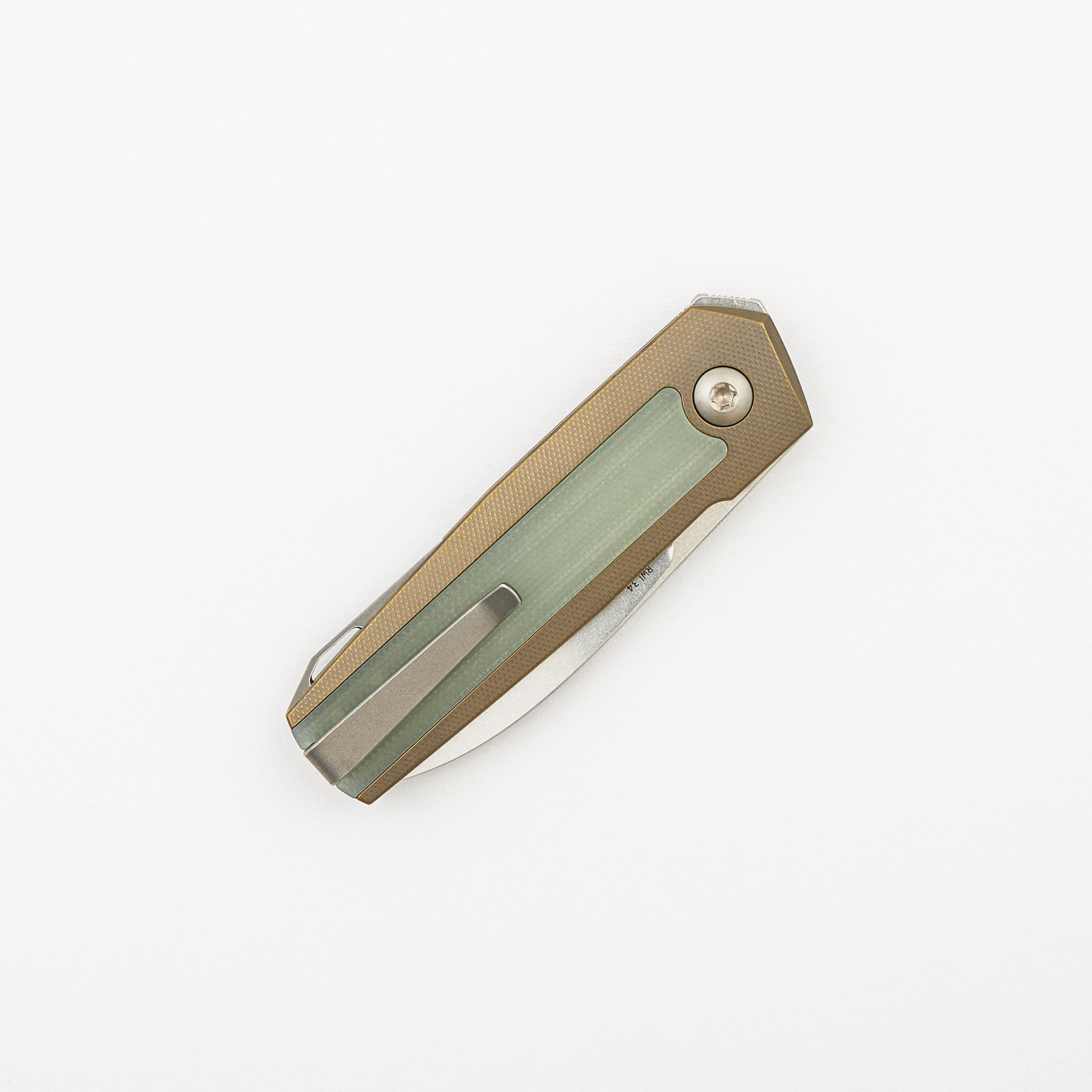 ARN - Amber/Satin - Titanium Handle - Jade G10 Inlays - RWL34 Blade - #67