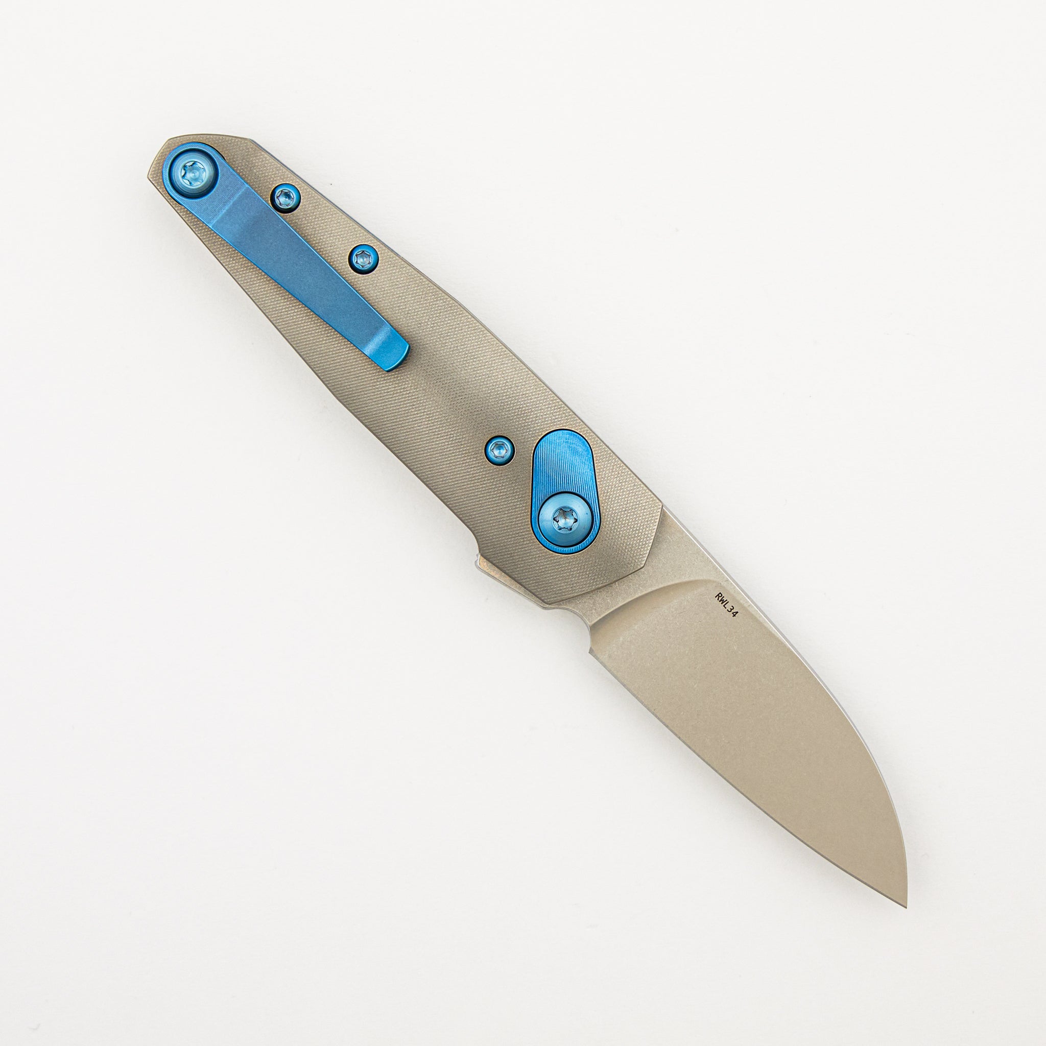 Aros - Grey/Blue Titanium Handle - RWL34 Blade