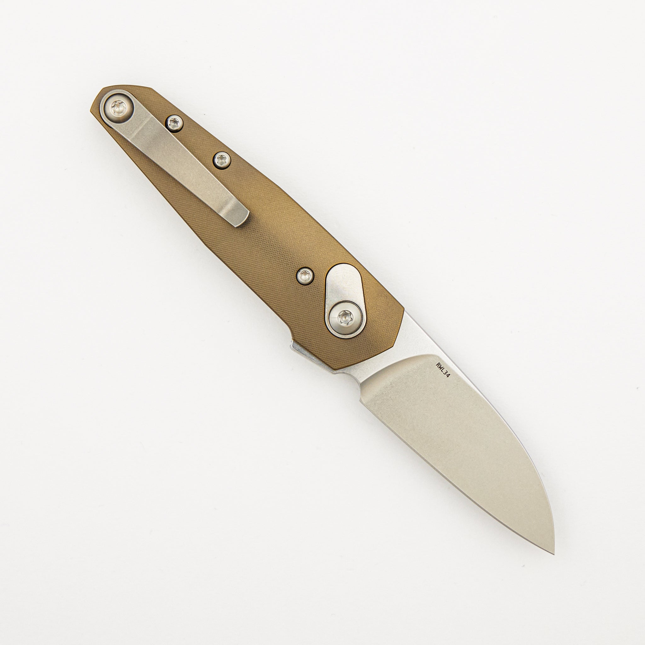 Aros - Amber/Satin Titanium Handle - RWL34 Blade