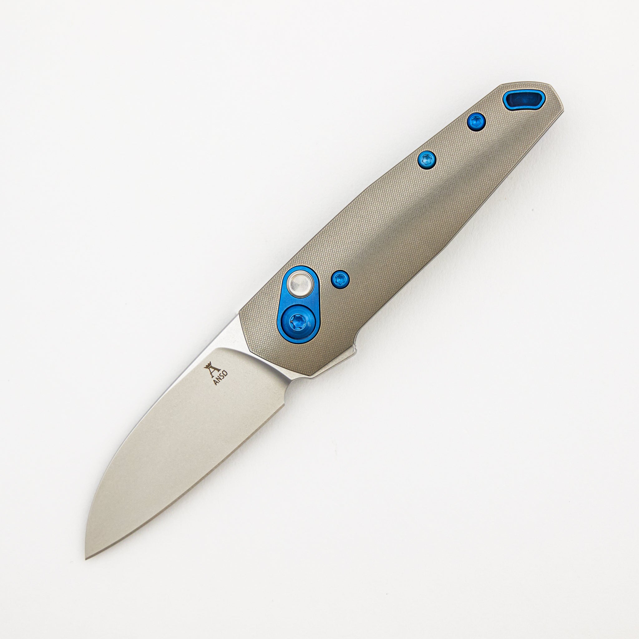 Aros - Grey/Blue Titanium Handle - RWL34 Blade