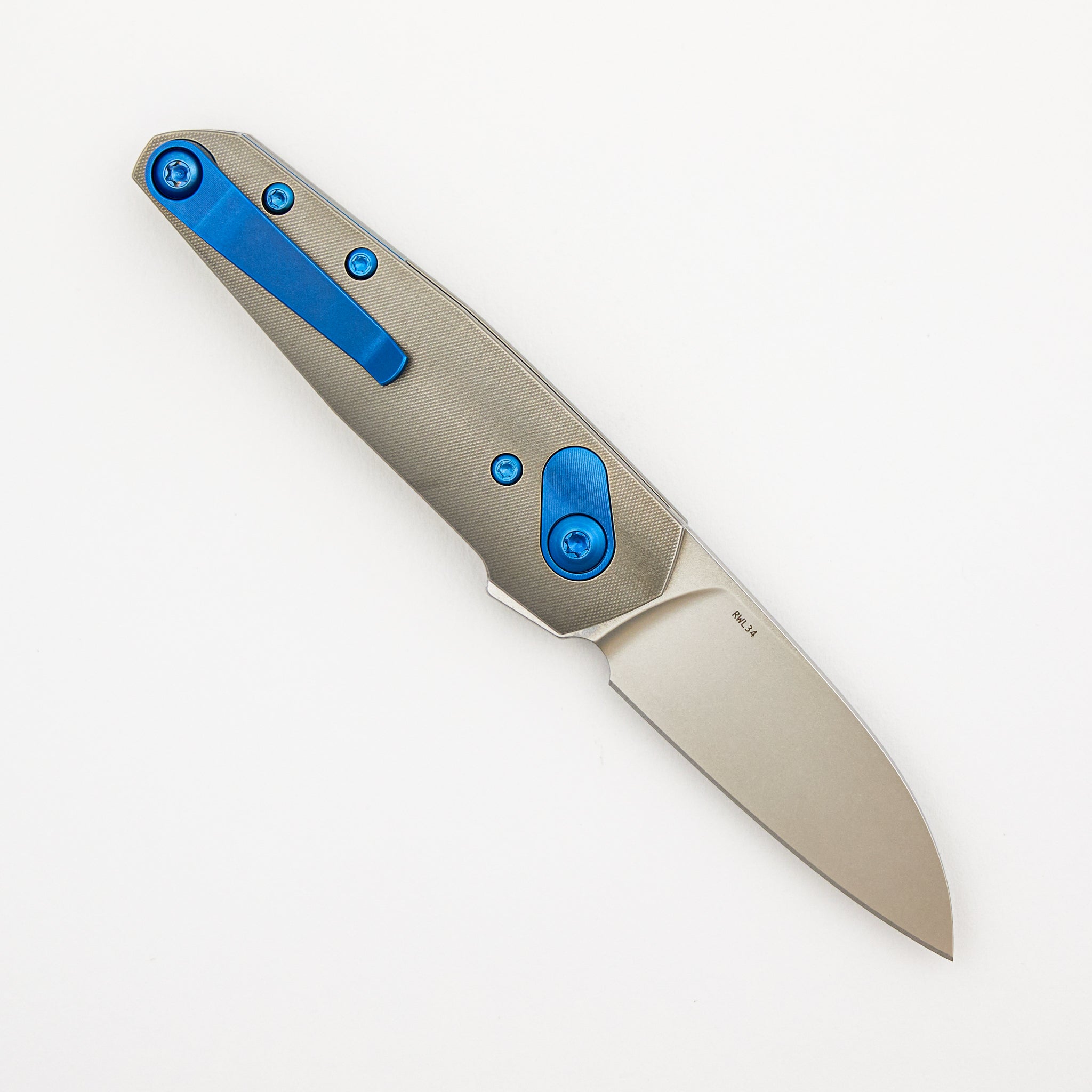 Aros - Grey/Blue Titanium Handle - RWL34 Blade