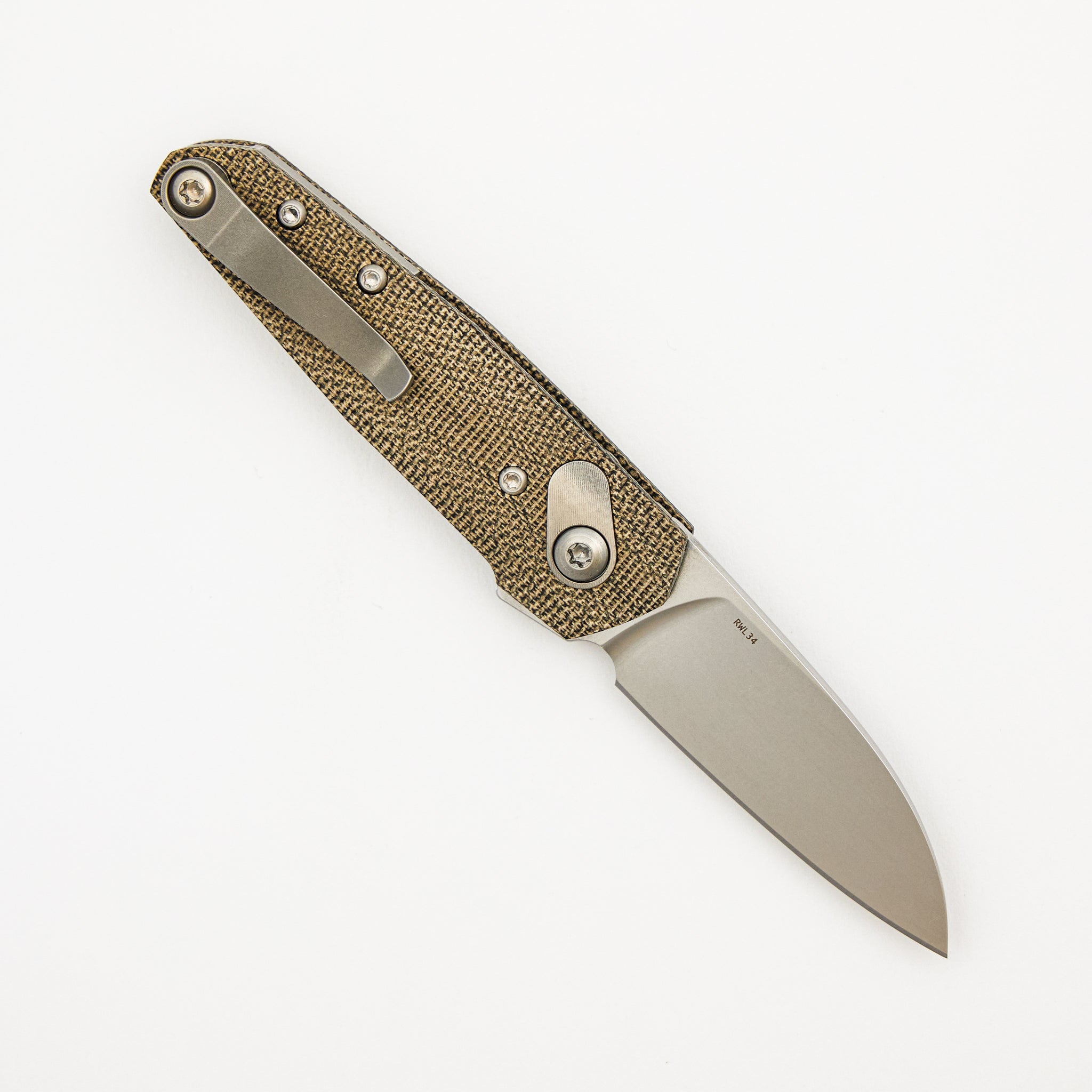 Aros - Satin - Green Micarta Handle - RWL34 Blade