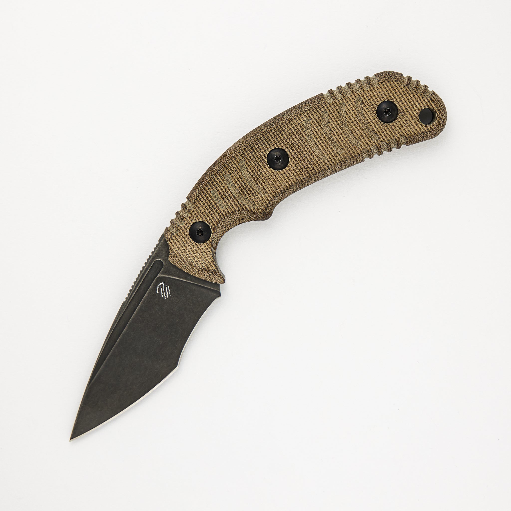 BASTINELLI CREATIONS ASKARI – DARK STONEWASH BLADE – MICARTA HANDLE