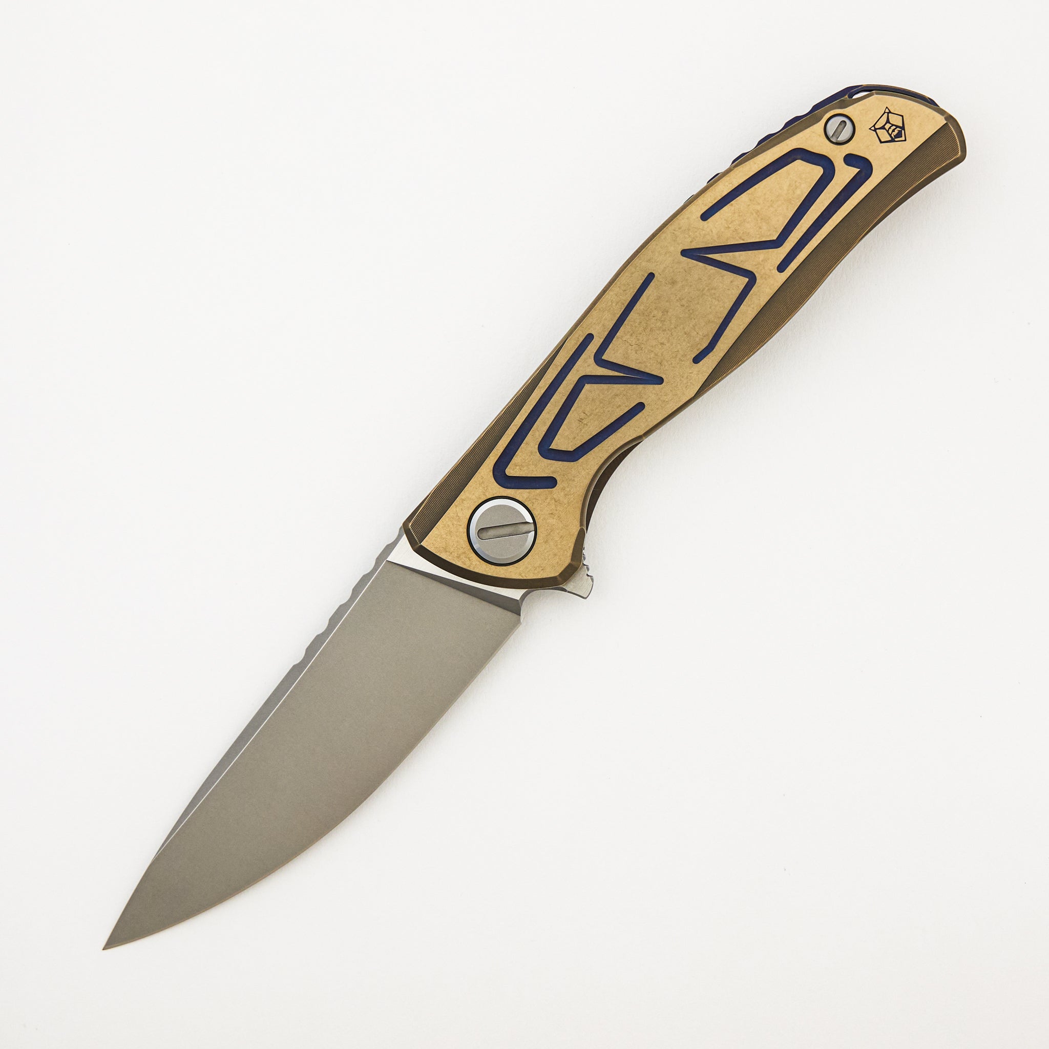 F95 Braces - S90V Blade - Bronze Titanium Handle - Purple Accents - Washers