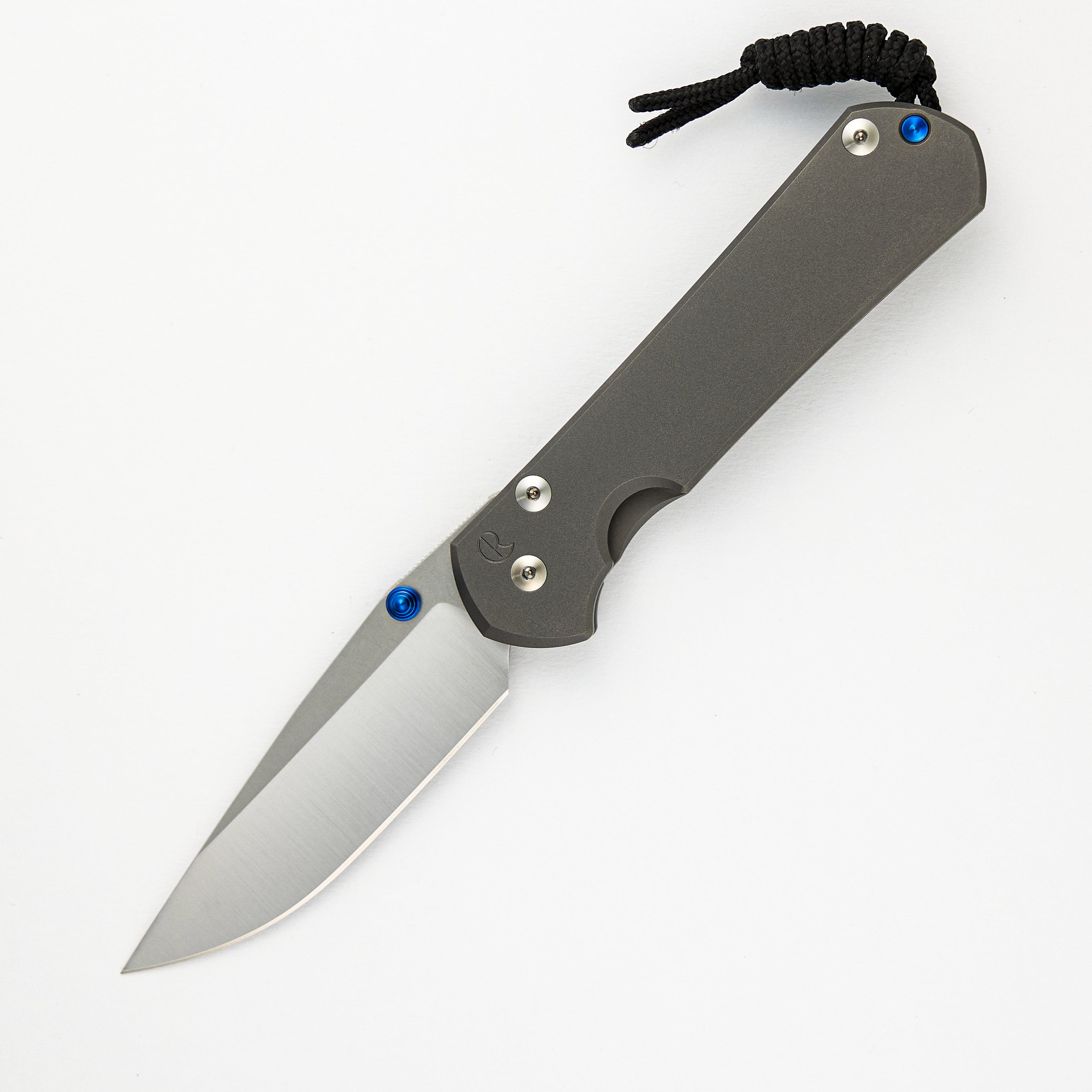 CHRIS REEVE LARGE SEBENZA 31 – GLASS BLASTED – POLISHED CPM MAGNACUT BLADE – BLUE DOUBLE THUMB LUGS