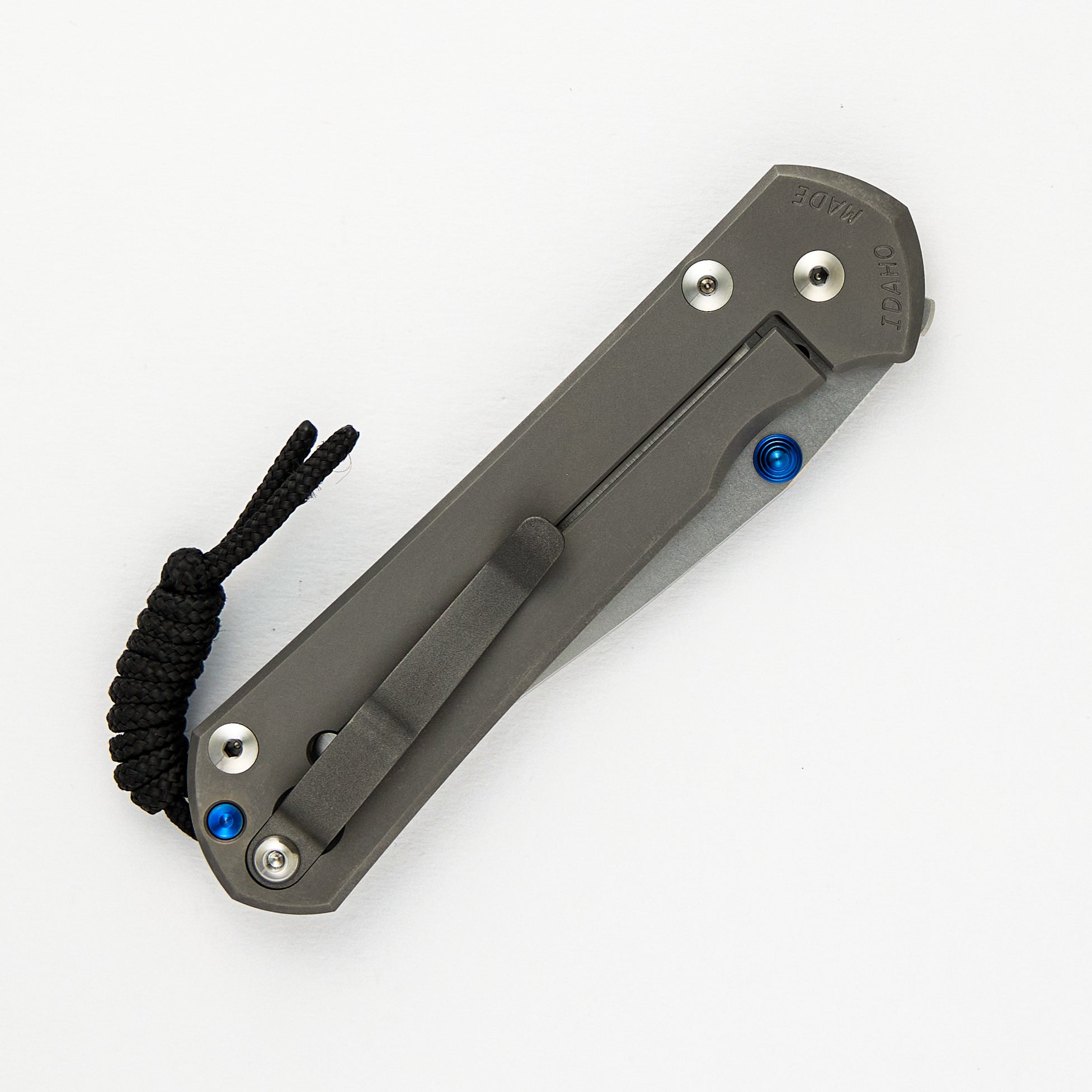 CHRIS REEVE LARGE SEBENZA 31 – GLASS BLASTED – POLISHED CPM MAGNACUT BLADE – BLUE DOUBLE THUMB LUGS