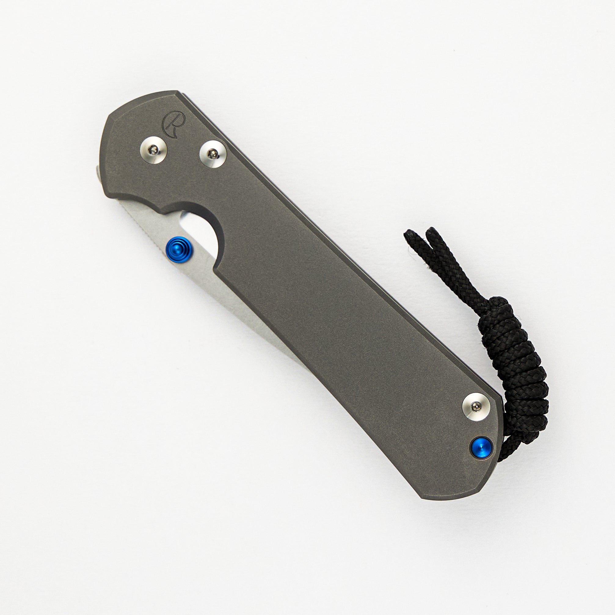 CHRIS REEVE LARGE SEBENZA 31 – GLASS BLASTED – POLISHED CPM MAGNACUT BLADE – BLUE DOUBLE THUMB LUGS