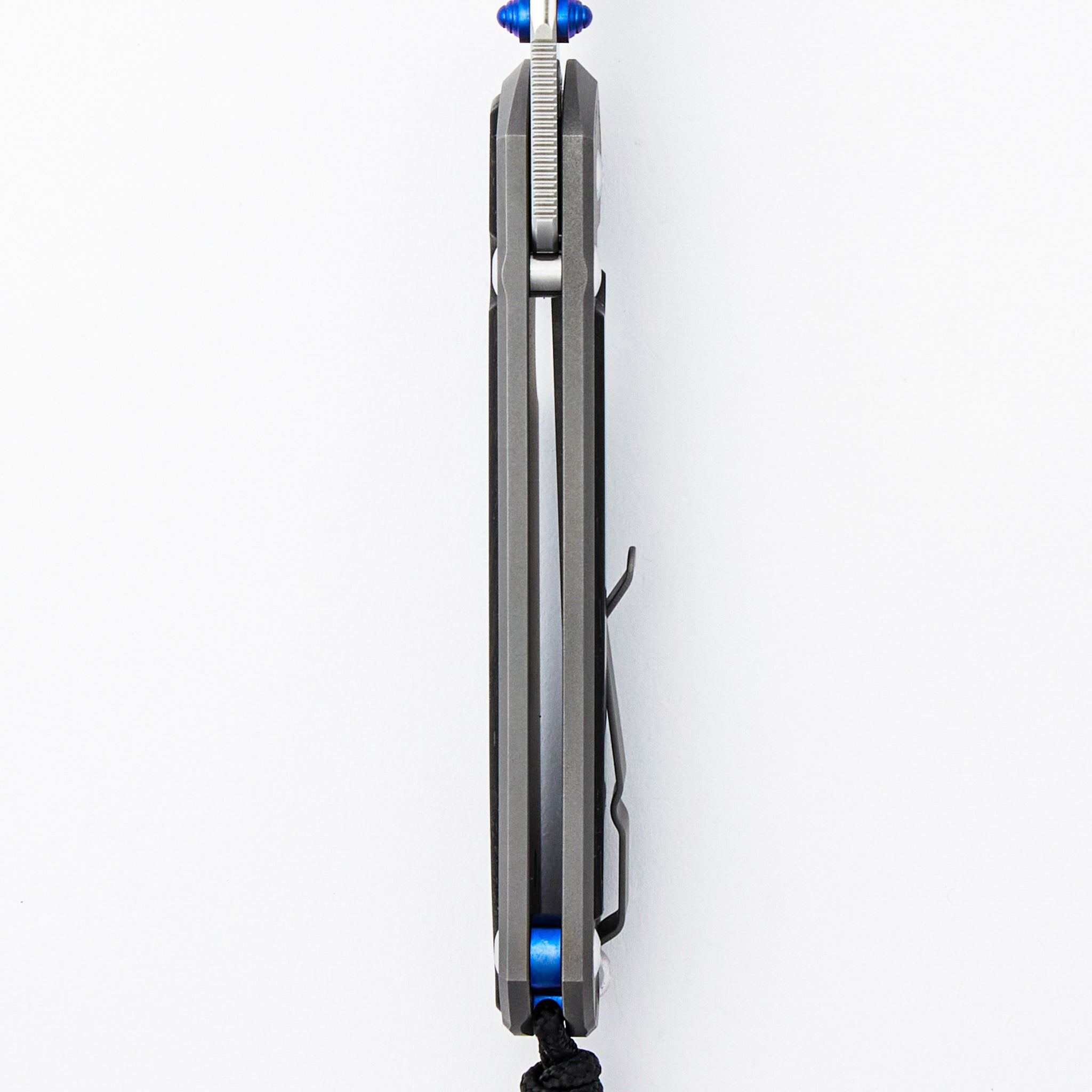 Large Sebenza 31 - Bog Oak Inlay - Tanto CPM MagnaCut Blade - Glass Blasted - Blue Double Thumb Lugs