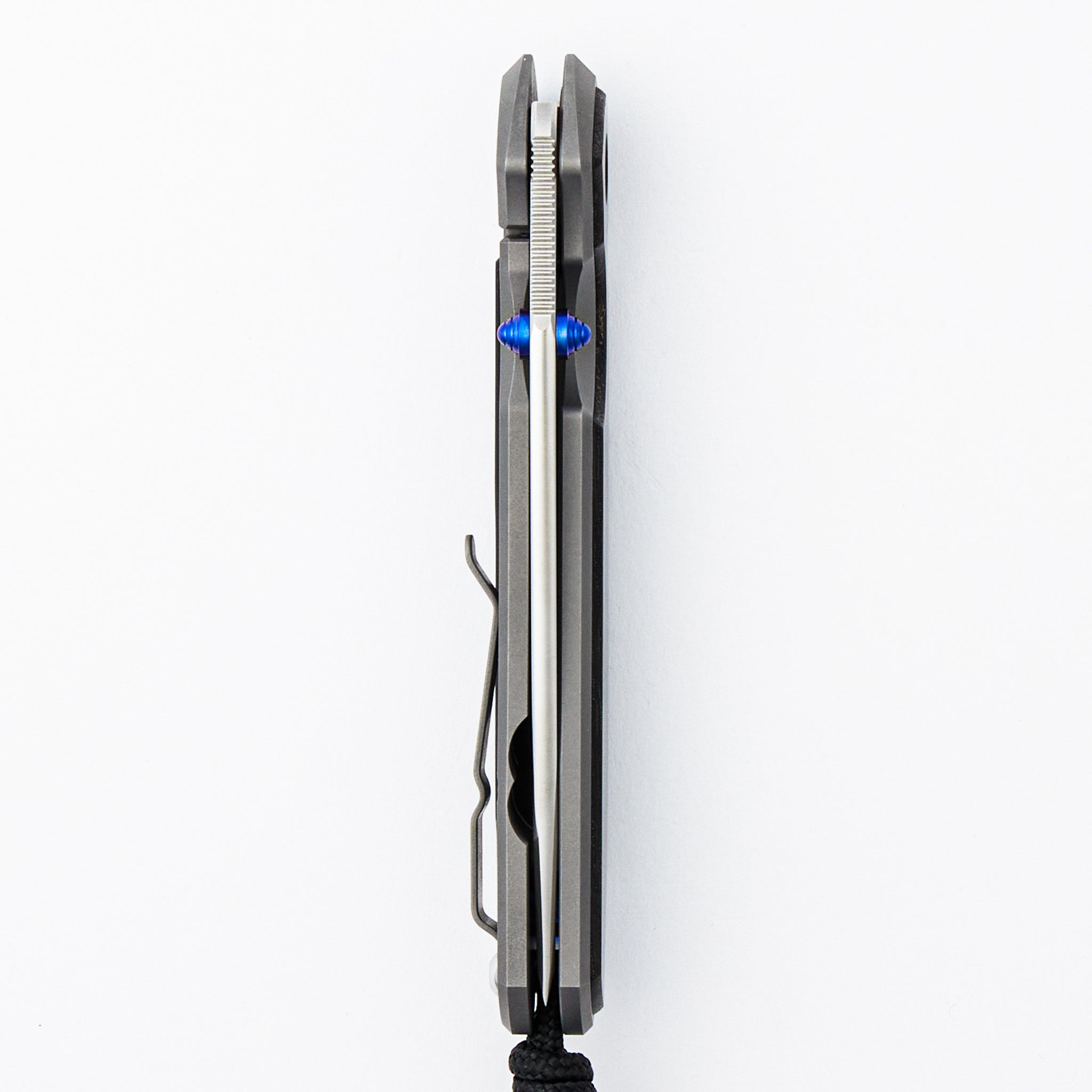 Large Sebenza 31 - Bog Oak Inlay - Tanto CPM MagnaCut Blade - Glass Blasted - Blue Double Thumb Lugs