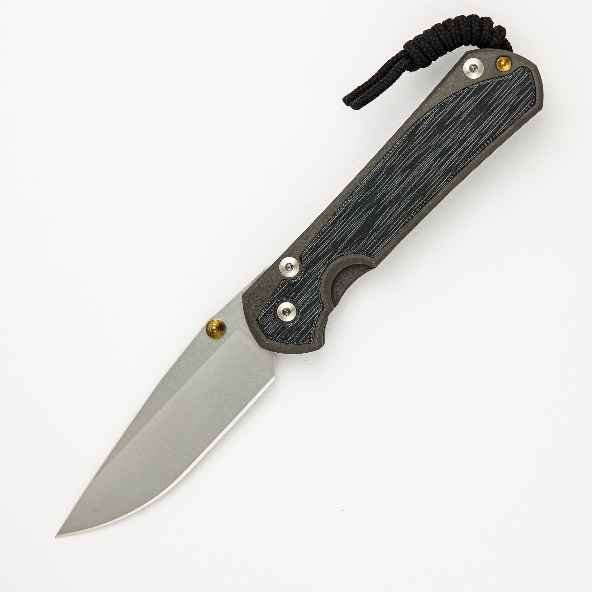 Chris Reeve Large Sebenza 31 - Drop Point CPM MagnaCut Blade - Black Canvas Micarta Inlays - Gold Double Thumb Lugs