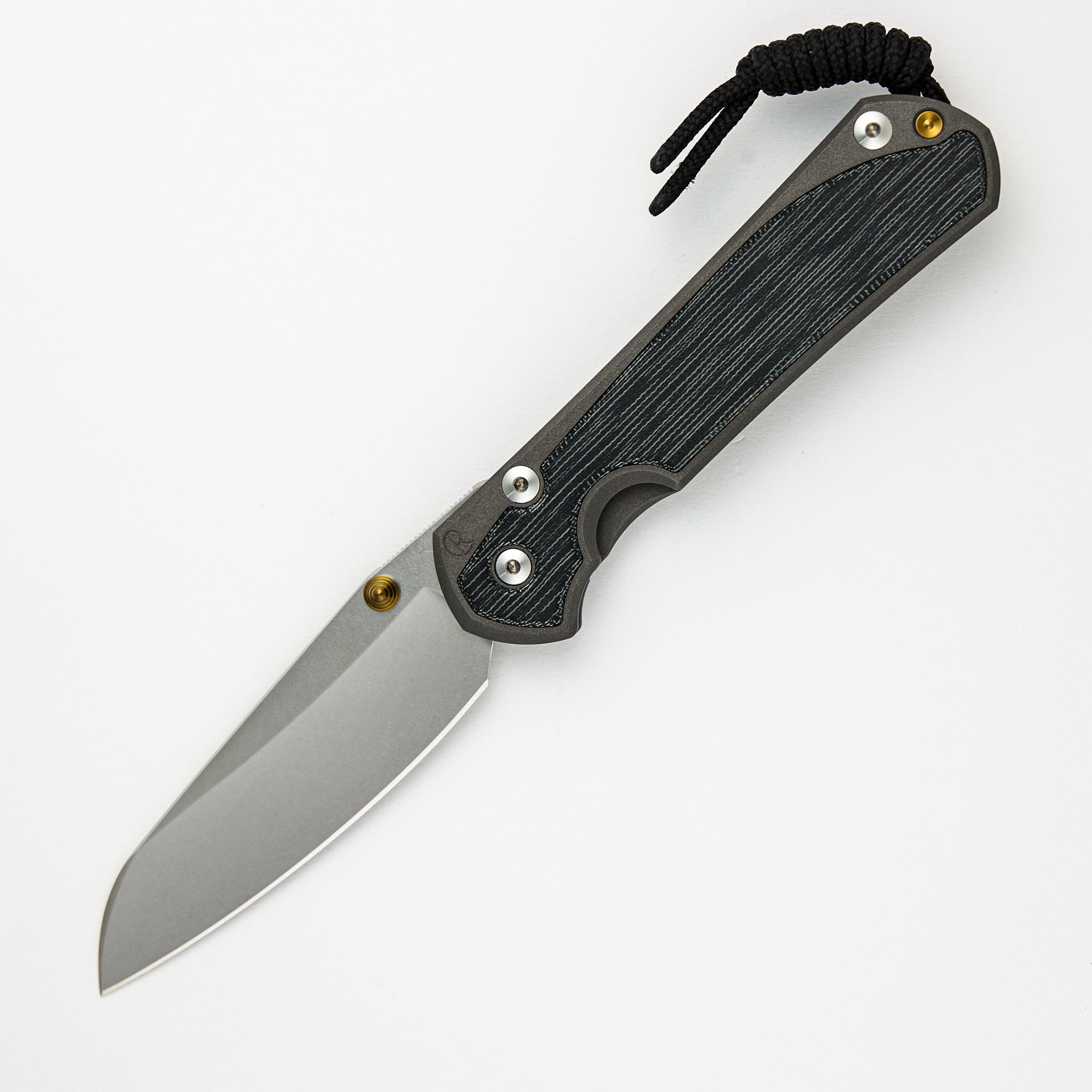 Chris Reeve Large Sebenza 31 Black Canvas Micarta Inlay - Insingo CPM MagnaCut Blade - Gold Double Thumb Lugs