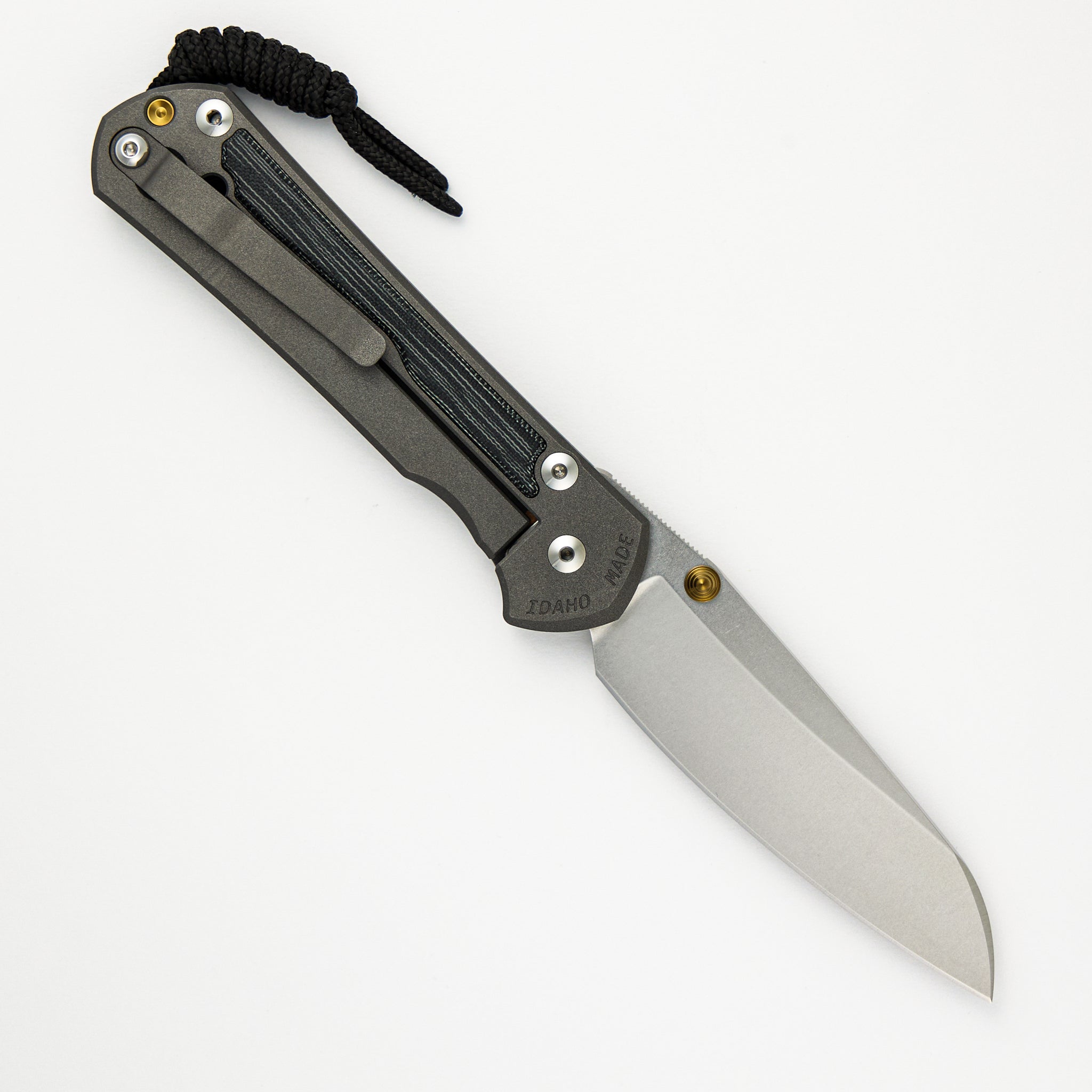 Chris Reeve Large Sebenza 31 Black Canvas Micarta Inlay - Insingo CPM MagnaCut Blade - Gold Double Thumb Lugs