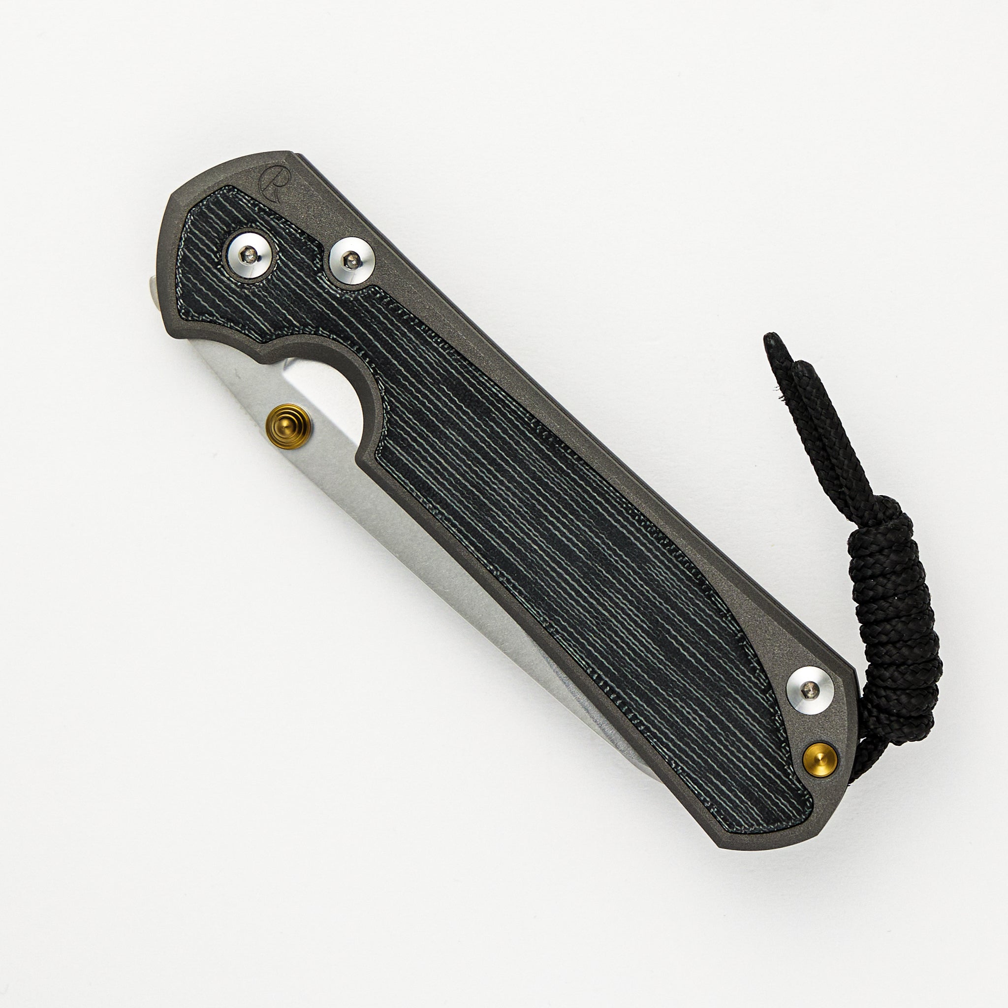 Chris Reeve Large Sebenza 31 Black Canvas Micarta Inlay - Insingo CPM MagnaCut Blade - Gold Double Thumb Lugs