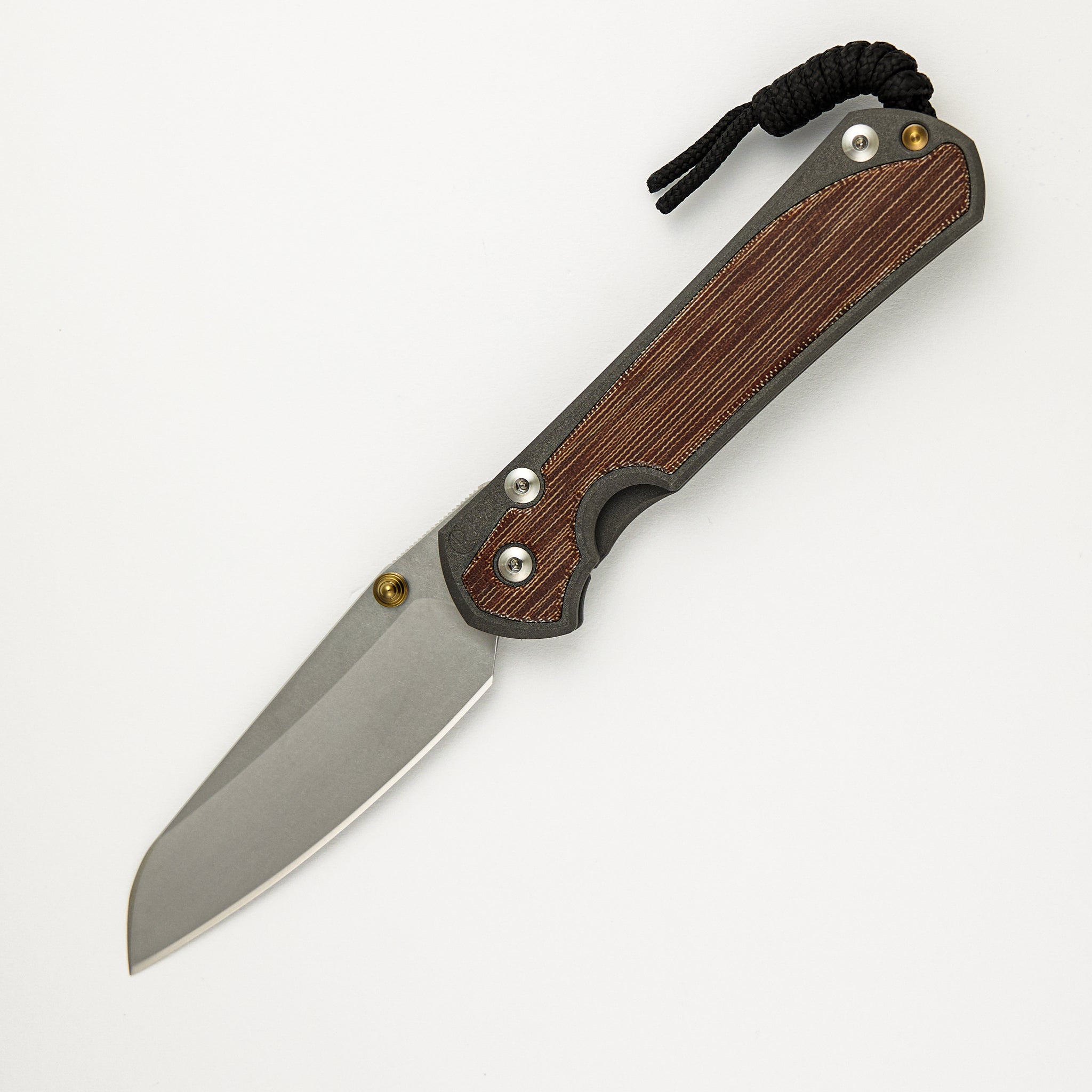 Large Sebenza 31 - Insingo CPM MagnaCut Blade - Natural Canvas Micarta Inlays - Gold Double Thumb Lugs