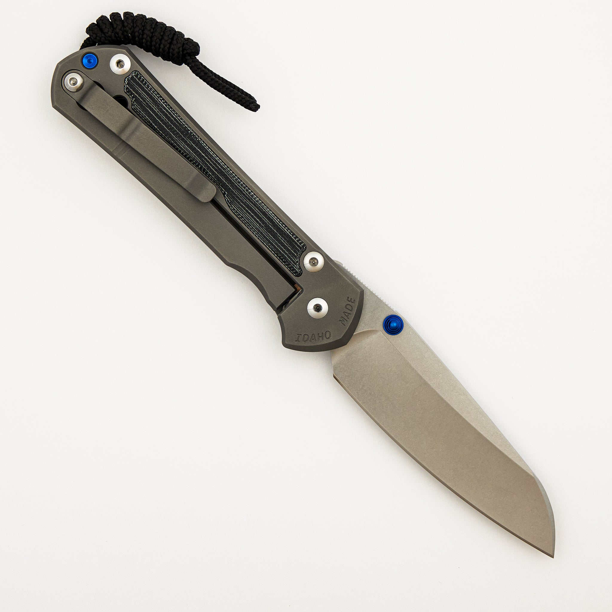 Large Sebenza 31 Black Canvas Micarta Inlay - Insingo CPM MagnaCut Blade - Glass Blasted - Blue Double Thumb Lugs