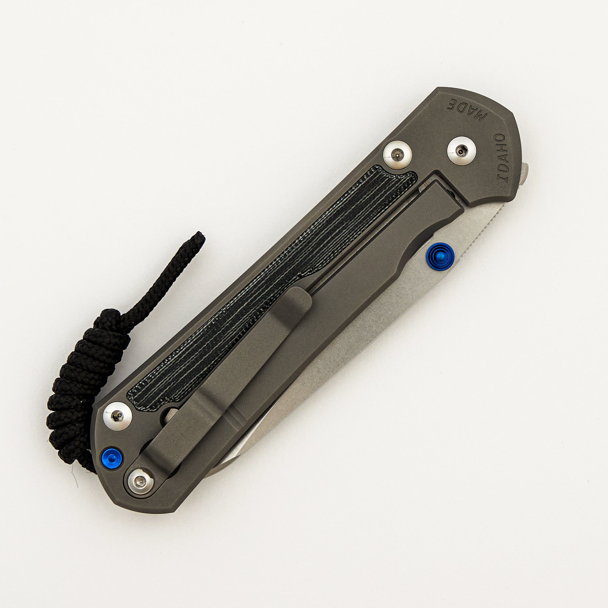 Large Sebenza 31 Black Canvas Micarta Inlay - Insingo CPM MagnaCut Blade - Glass Blasted - Blue Double Thumb Lugs