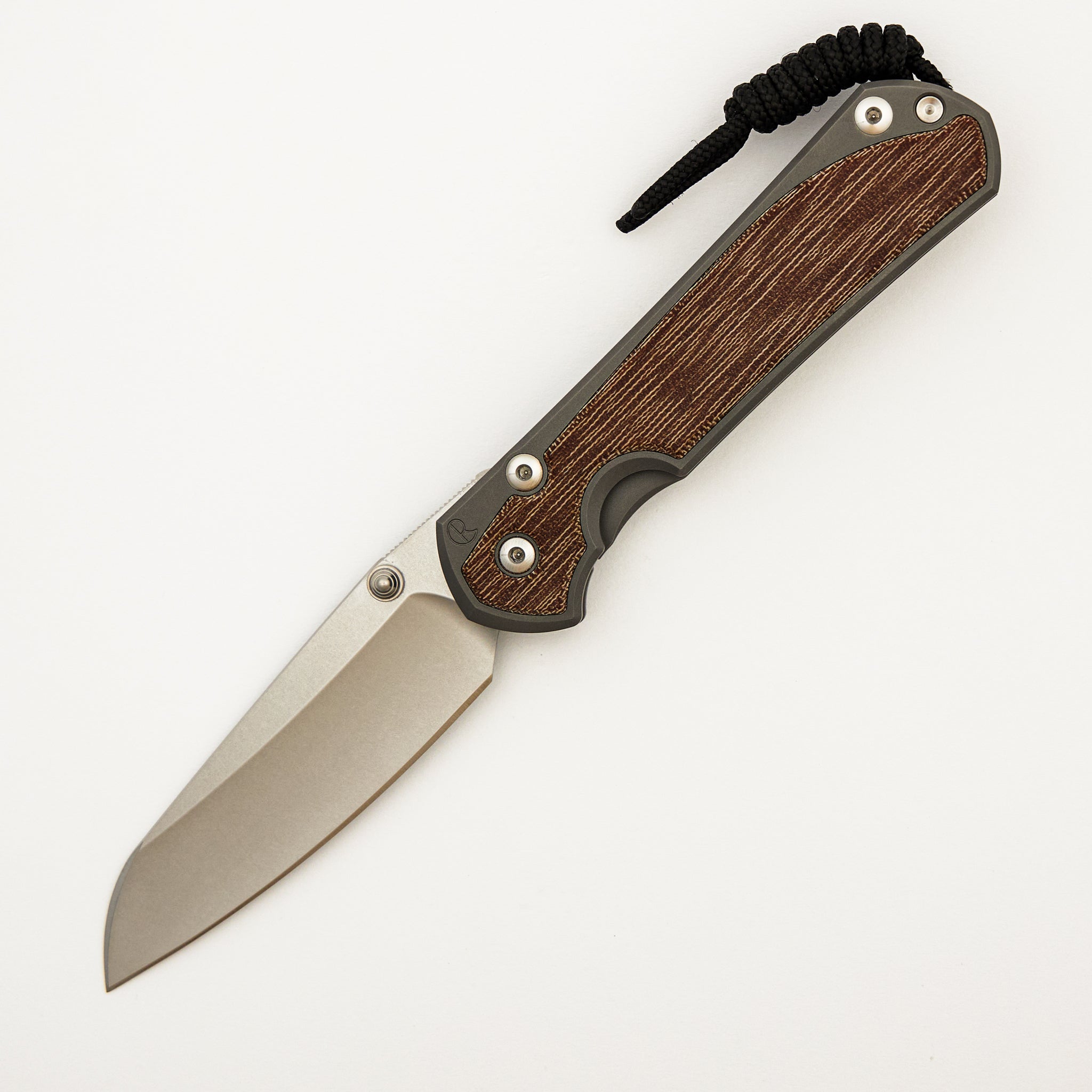 Large Sebenza 31 Natural Canvas Micarta Inlay - Insingo CPM MagnaCut Blade - Glass Blasted - Silver Double Thumb Lugs