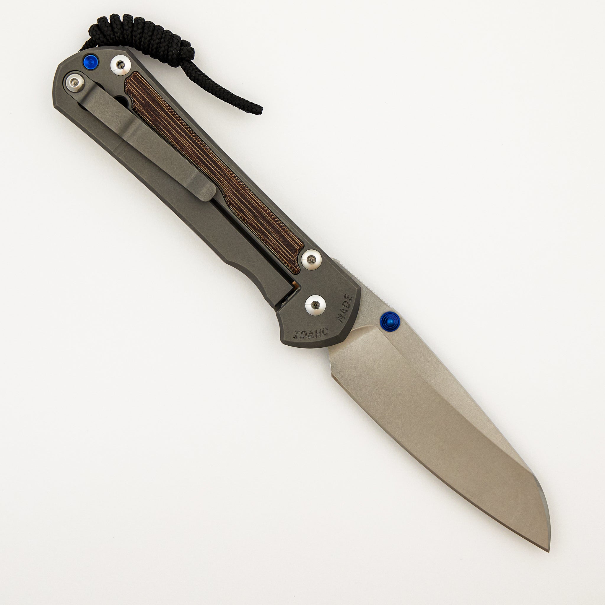 Large Sebenza 31 Natural Canvas Micarta Inlay - Insingo CPM MagnaCut Blade - Glass Blasted - Blue Double Thumb Lugs