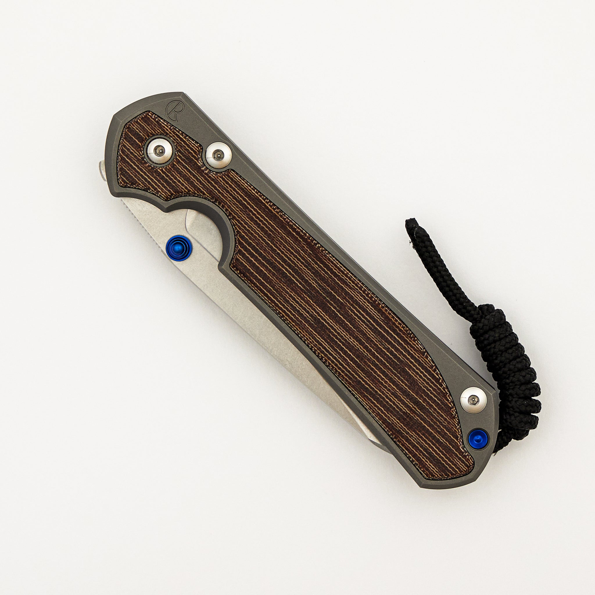 Large Sebenza 31 Natural Canvas Micarta Inlay - Insingo CPM MagnaCut Blade - Glass Blasted - Blue Double Thumb Lugs