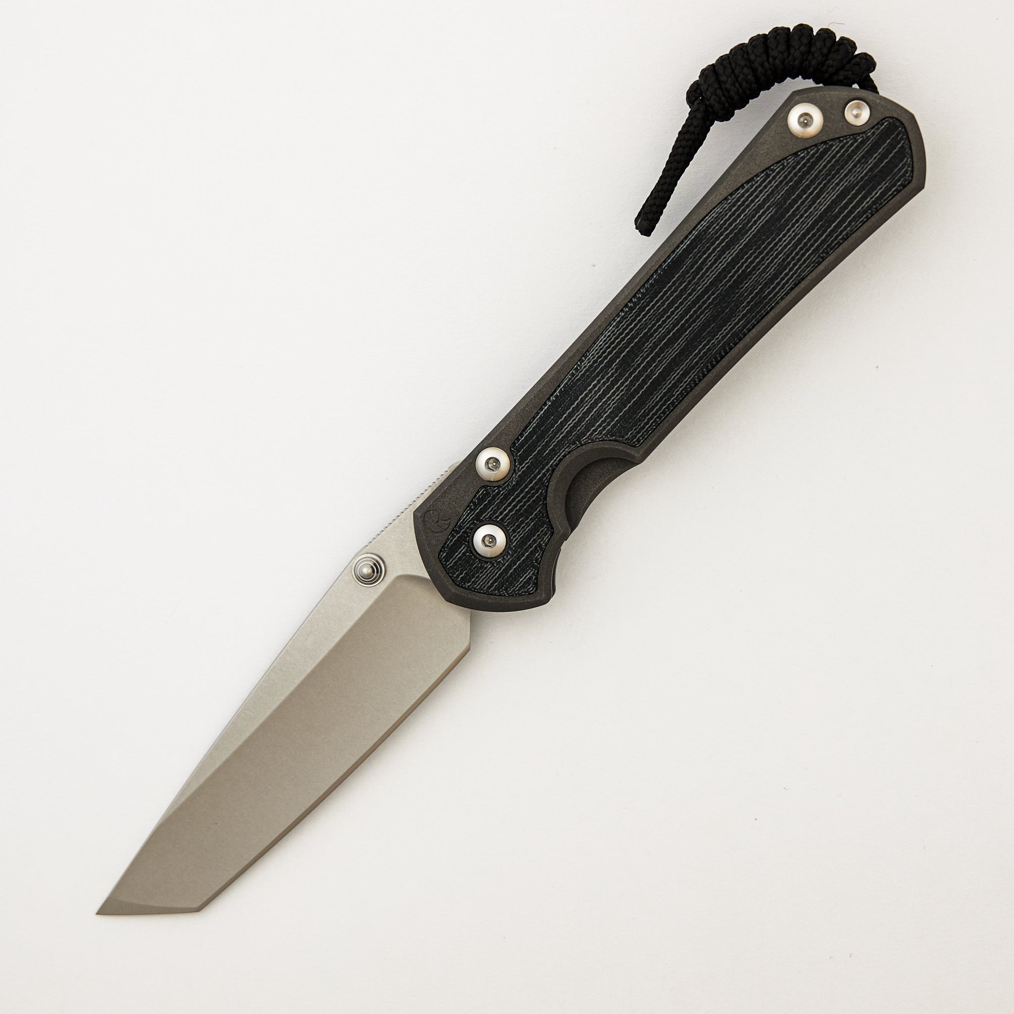 Large Sebenza 31 - Black Canvas Micarta Inlay - Tanto CPM MagnaCut Blade - Silver Double Thumb Lugs