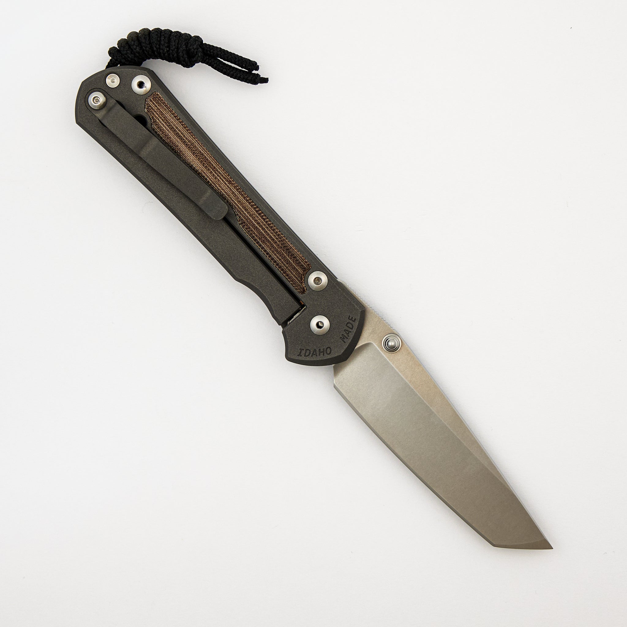 Large Sebenza 31 - Natural Canvas Micarta Inlay - Tanto CPM MagnaCut Blade - Silver Double Thumb Lugs