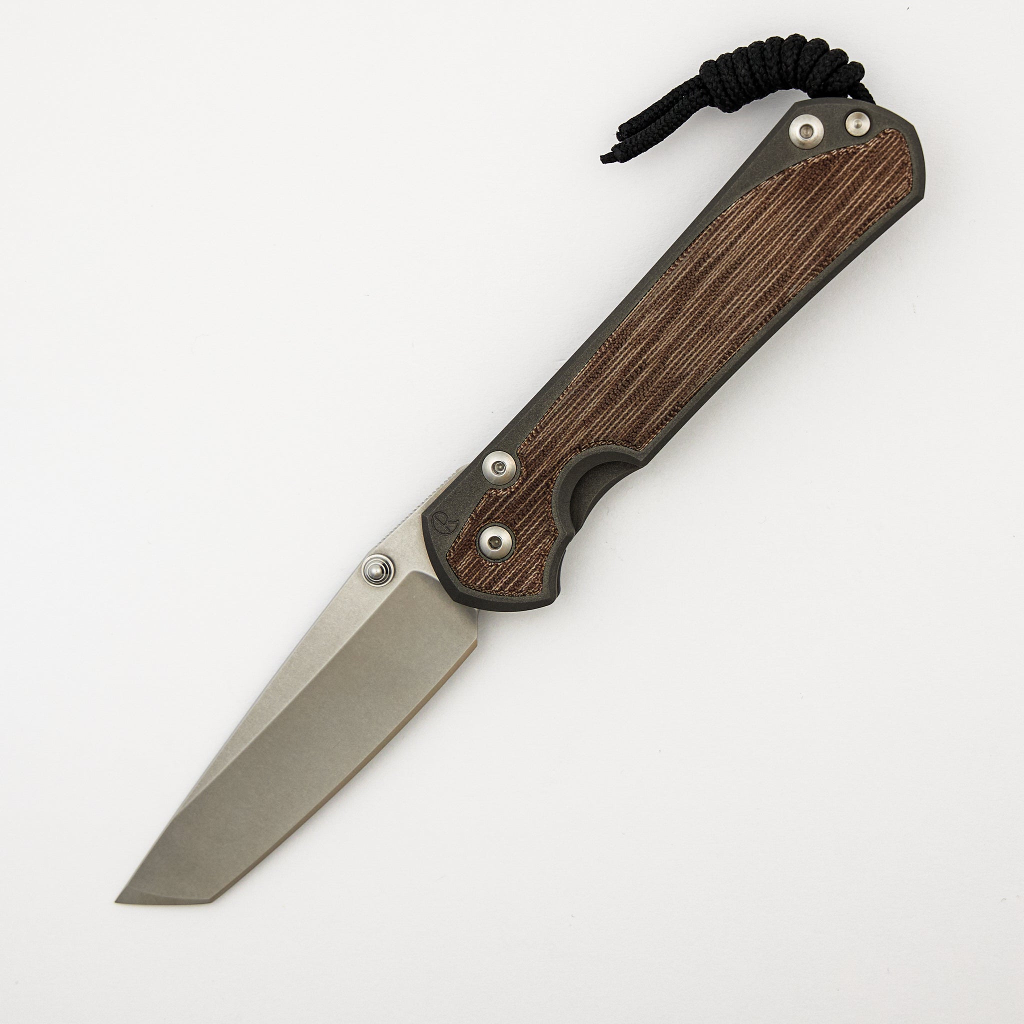 Large Sebenza 31 - Natural Canvas Micarta Inlay - Tanto CPM MagnaCut Blade - Silver Double Thumb Lugs