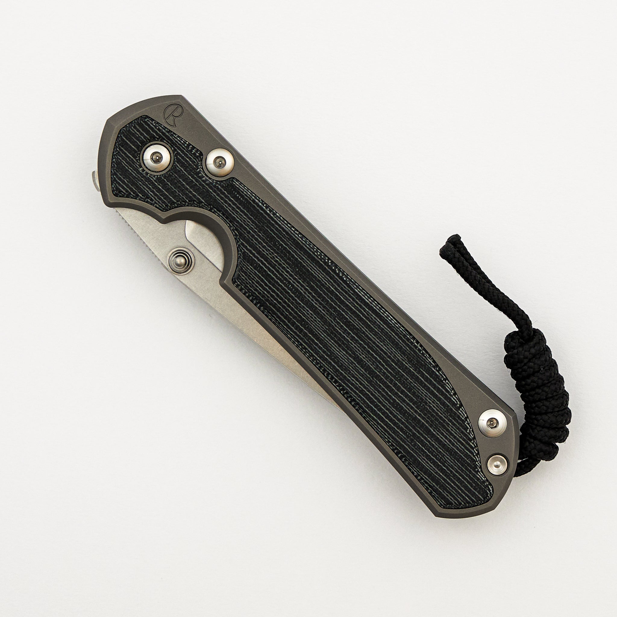 Large Sebenza 31 Black Canvas Micarta Inlay - Tanto CPM MagnaCut Blade - Glass Blasted - Silver Double Thumb Lugs