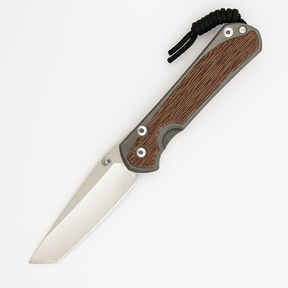Large Sebenza 31 Natural Canvas Micarta Inlay - Tanto CPM MagnaCut Blade - Glass Blasted - Silver Double Thumb Lugs