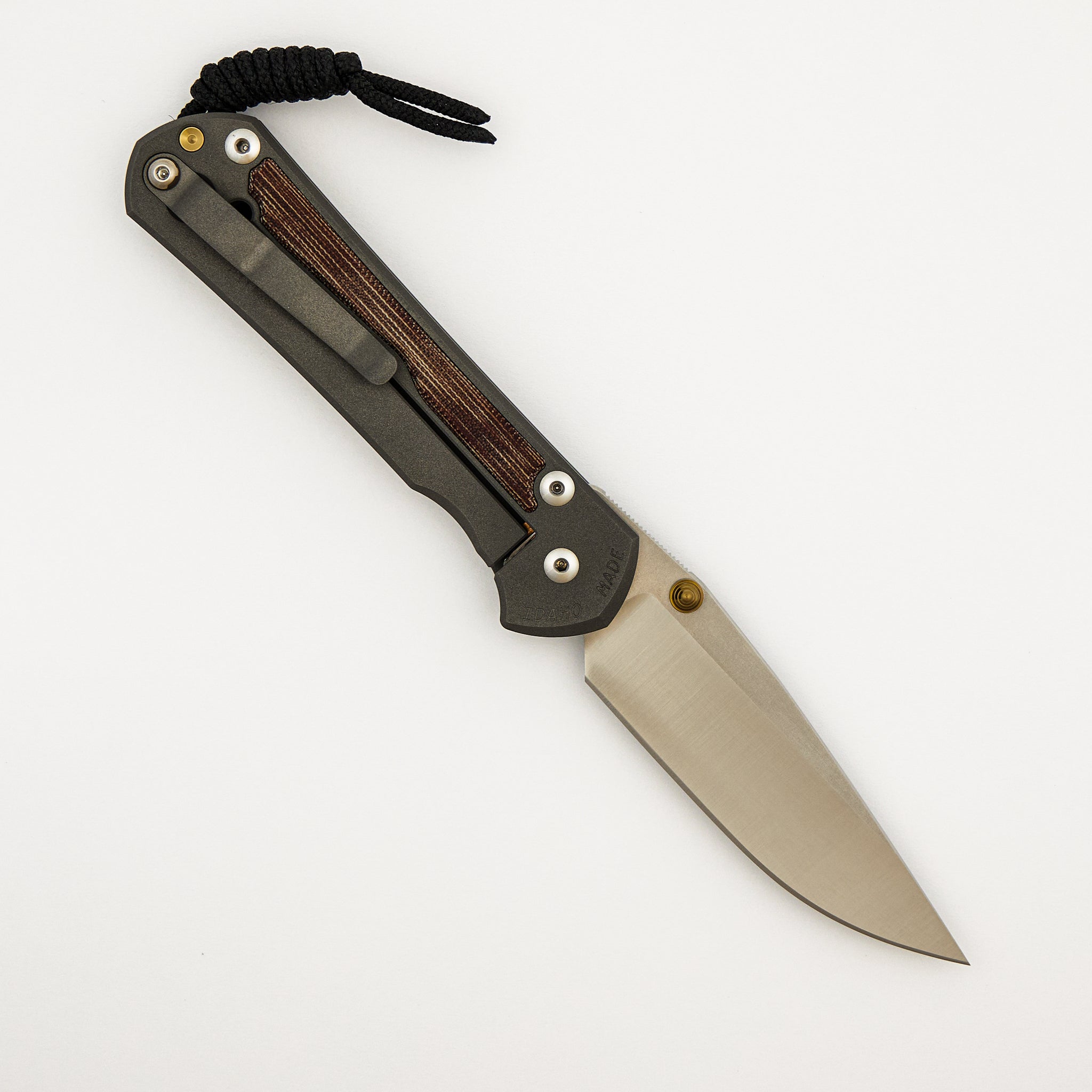 Large Sebenza 31 - Natural Canvas Micarta Inlay - Polished CPM MagnaCut Blade - Gold Double Thumb Lugs
