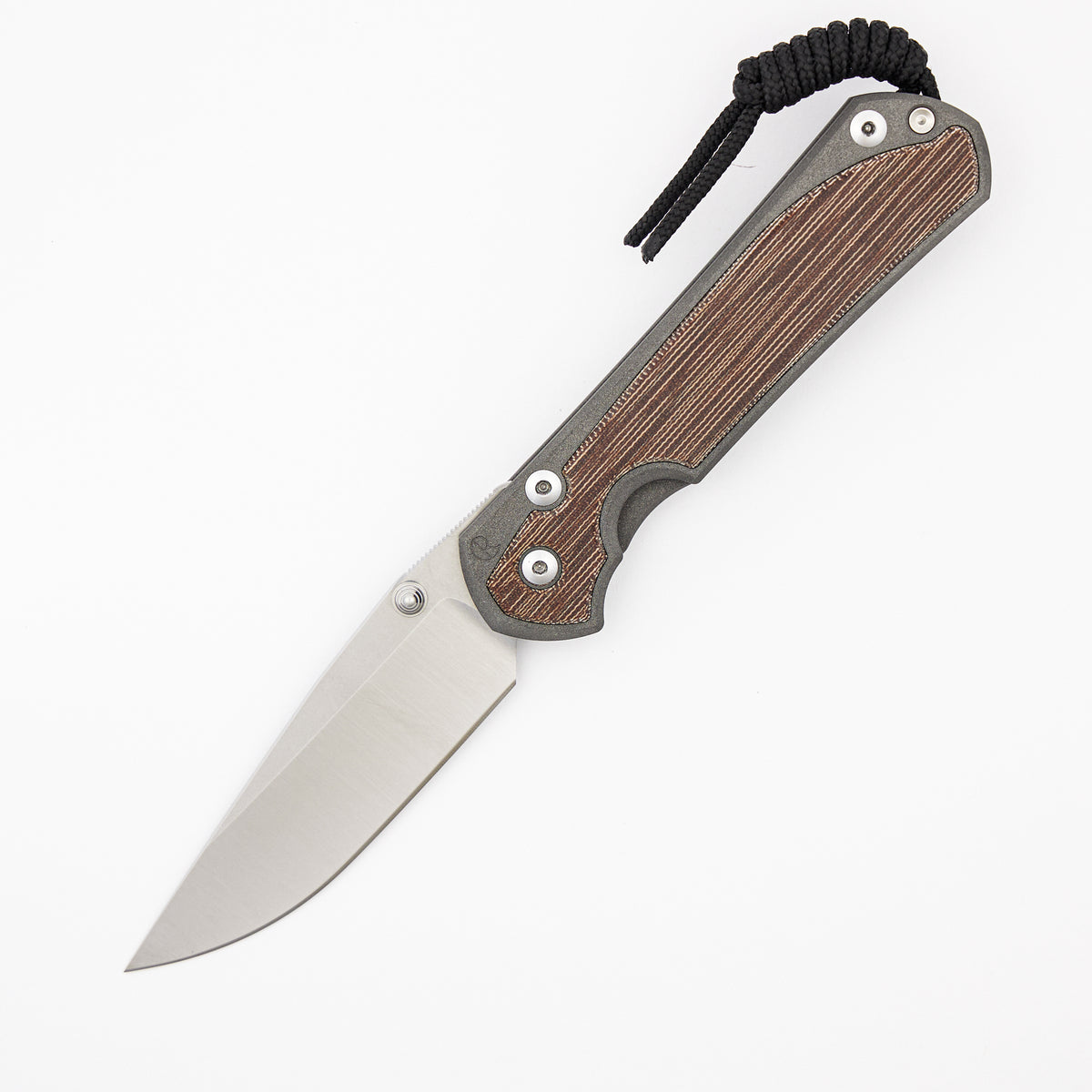 Large Sebenza 31 - Natural Canvas Micarta Inlay - Polished Drop Point CPM MagnaCut Blade - Silver Single Thumb Lug
