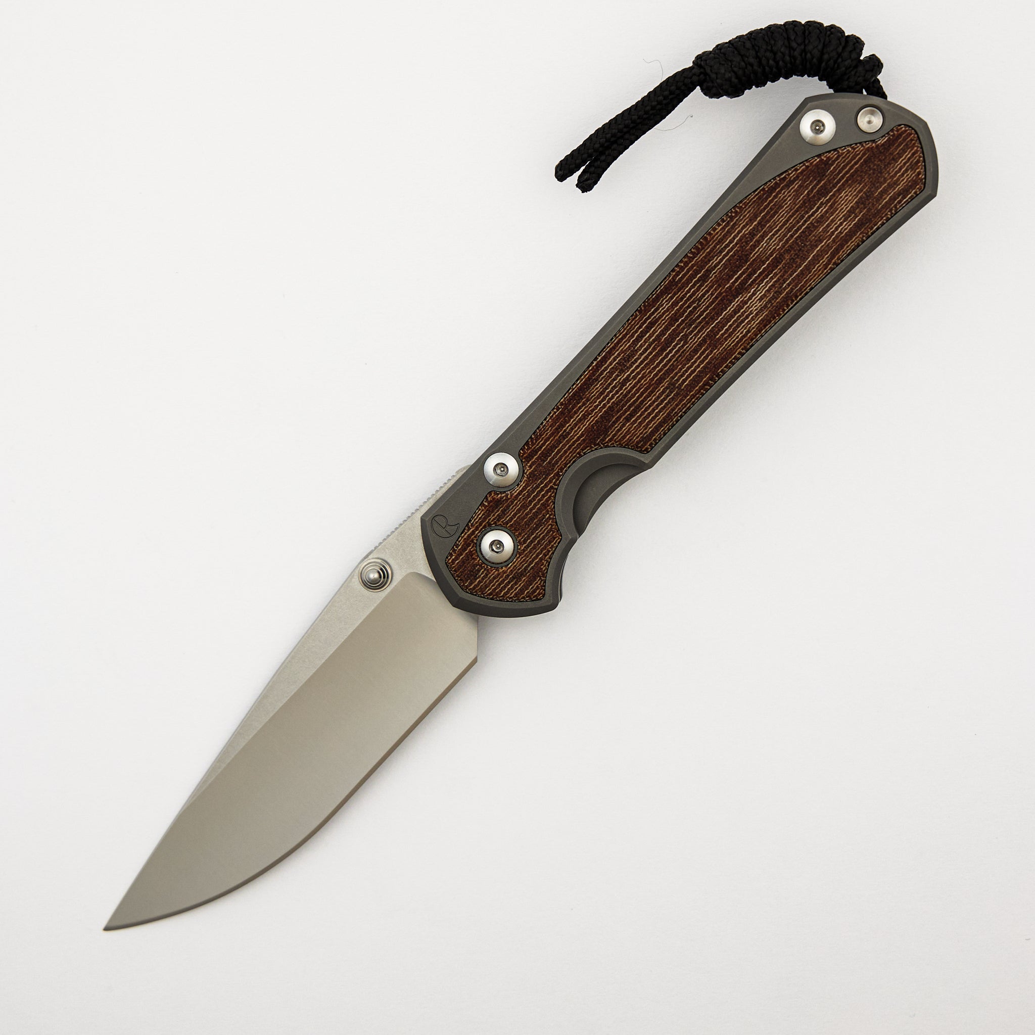 Large Sebenza 31 - Natural Canvas Micarta Inlay - Drop Point Polished CPM MagnaCut Blade - Glass Blasted - Silver Double Thumb Lugs