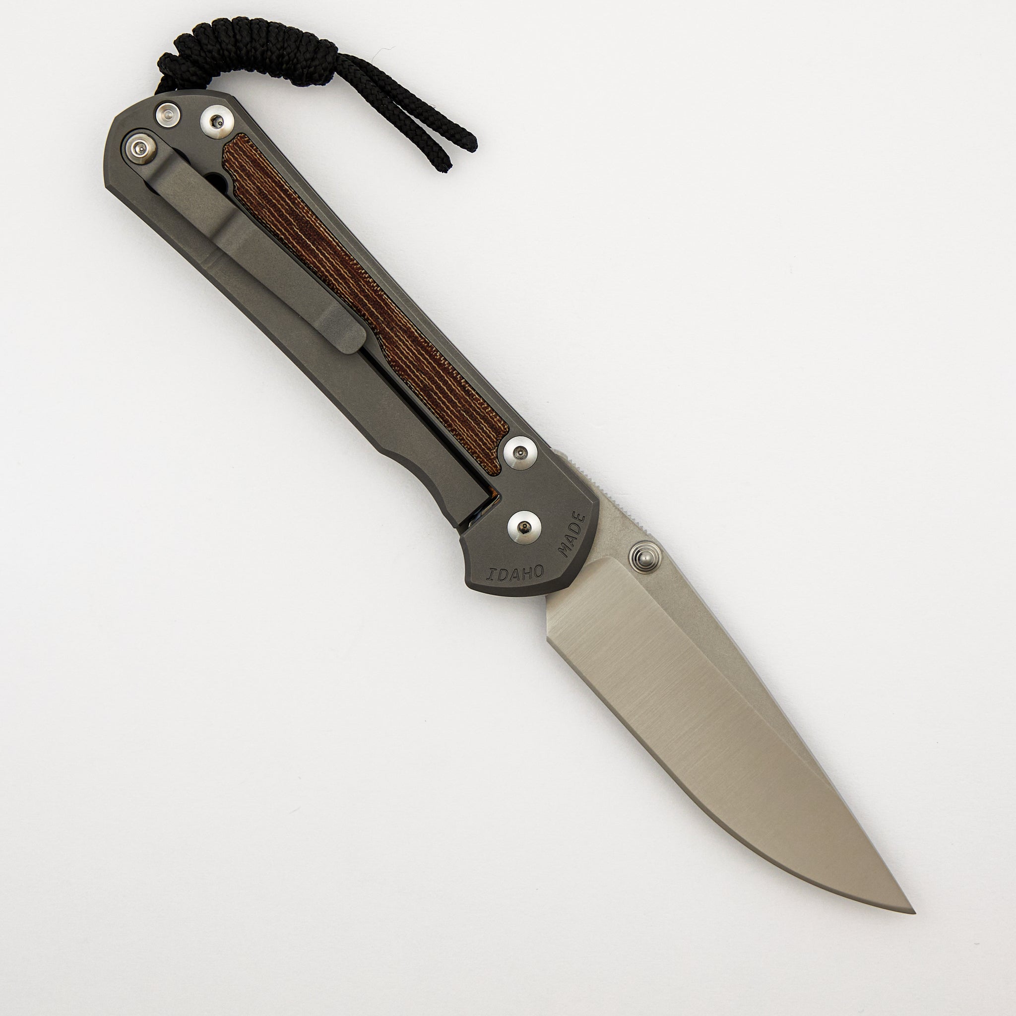 Large Sebenza 31 - Natural Canvas Micarta Inlay - Drop Point Polished CPM MagnaCut Blade - Glass Blasted - Silver Double Thumb Lugs