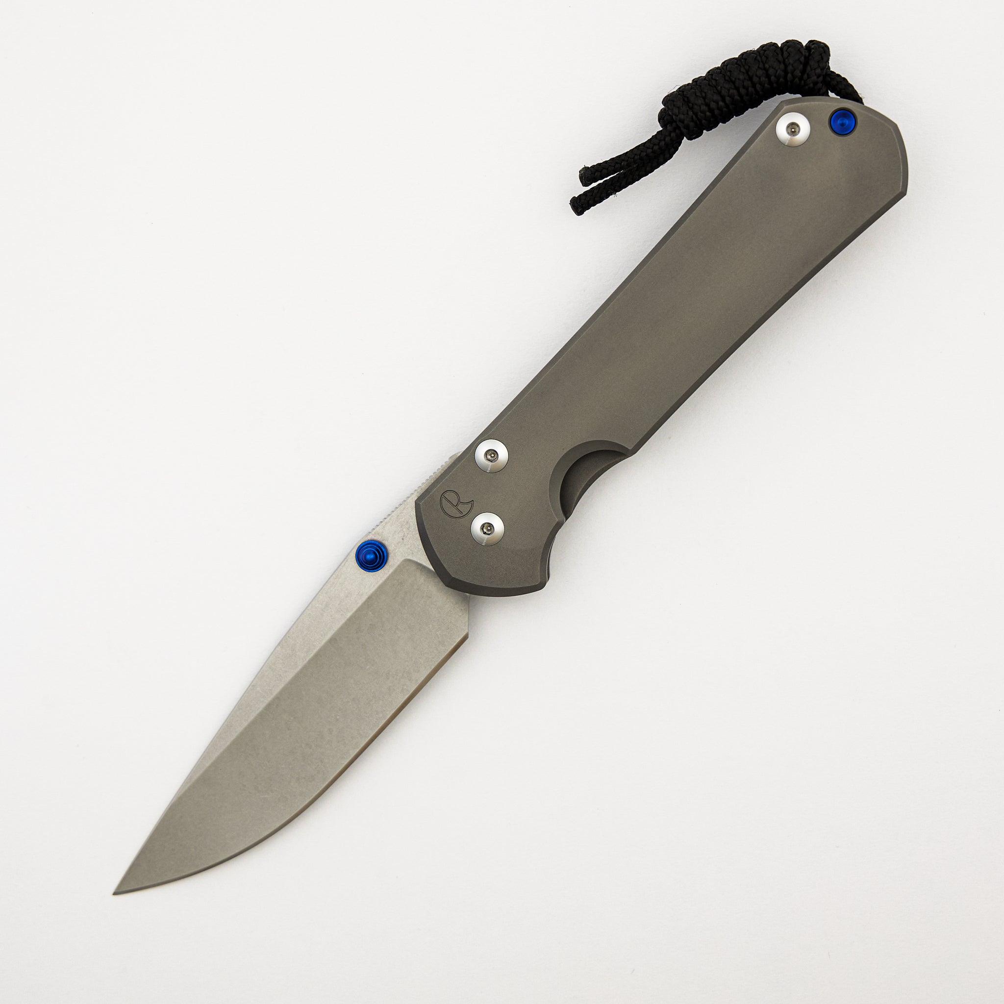 Large Sebenza 31 - Glass Blasted - Drop Point CPM MagnaCut Blade - Blue Double Thumb Lugs