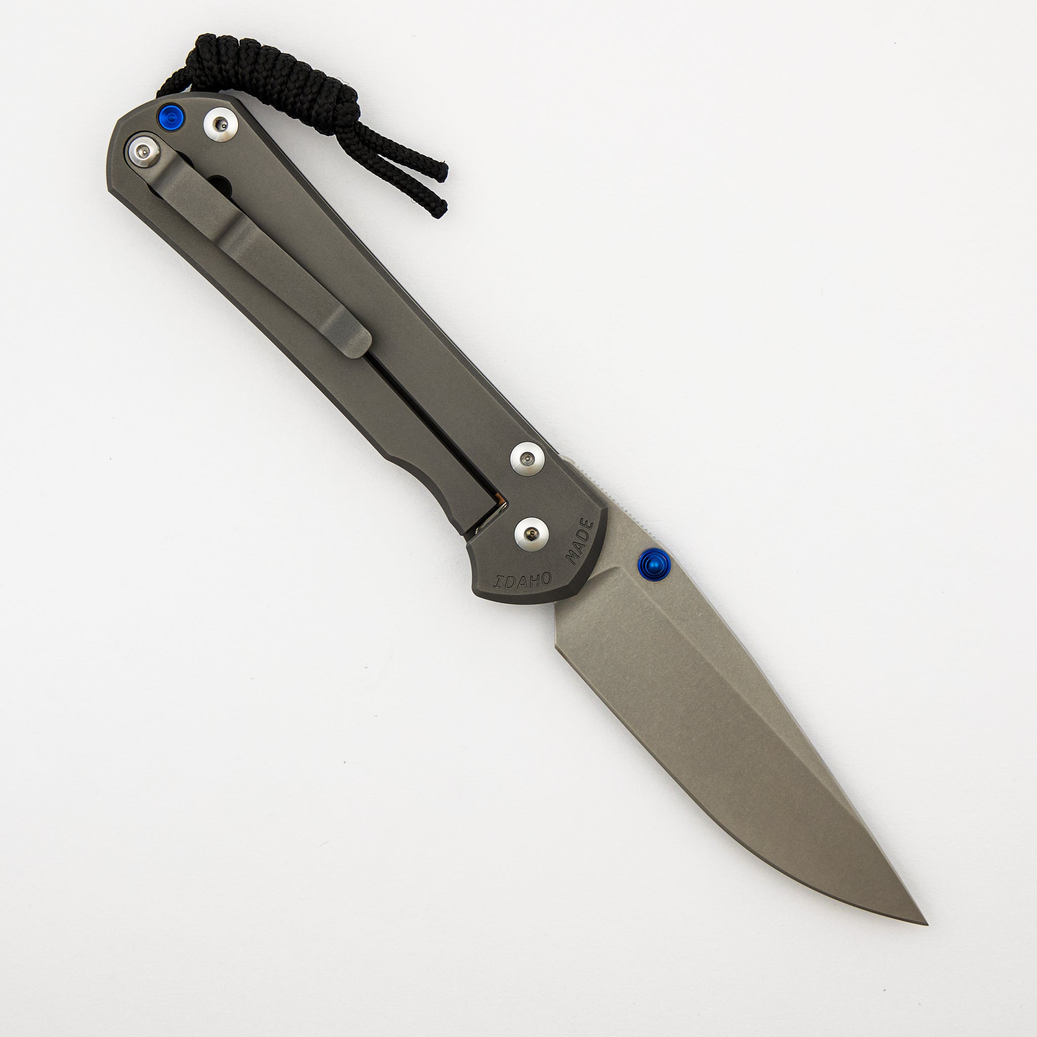 Large Sebenza 31 - Glass Blasted - Drop Point CPM MagnaCut Blade - Blue Double Thumb Lugs