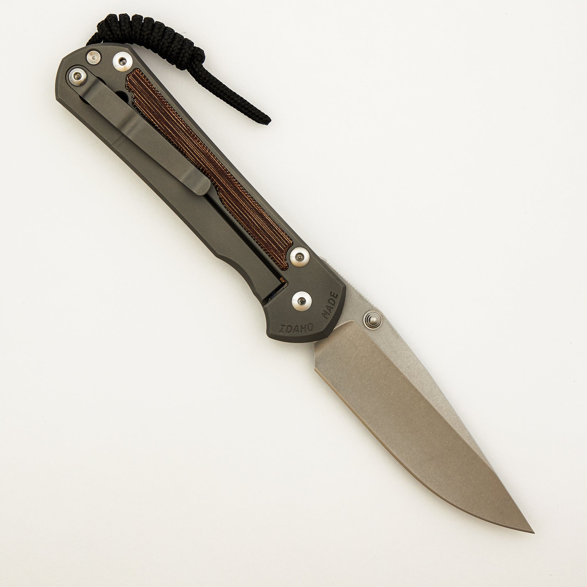 Large Sebenza 31 - Natural Canvas Micarta Inlay - Drop Point CPM MagnaCut Blade - Glass Blasted - Silver Double Thumb Lugs