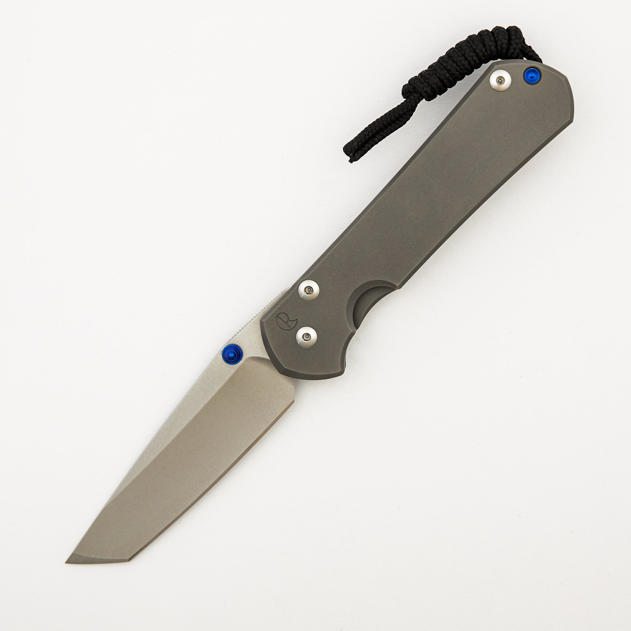 Large Sebenza 31 - Glass Blasted - Tanto CPM MagnaCut Blade - Blue Double Thumb Lugs