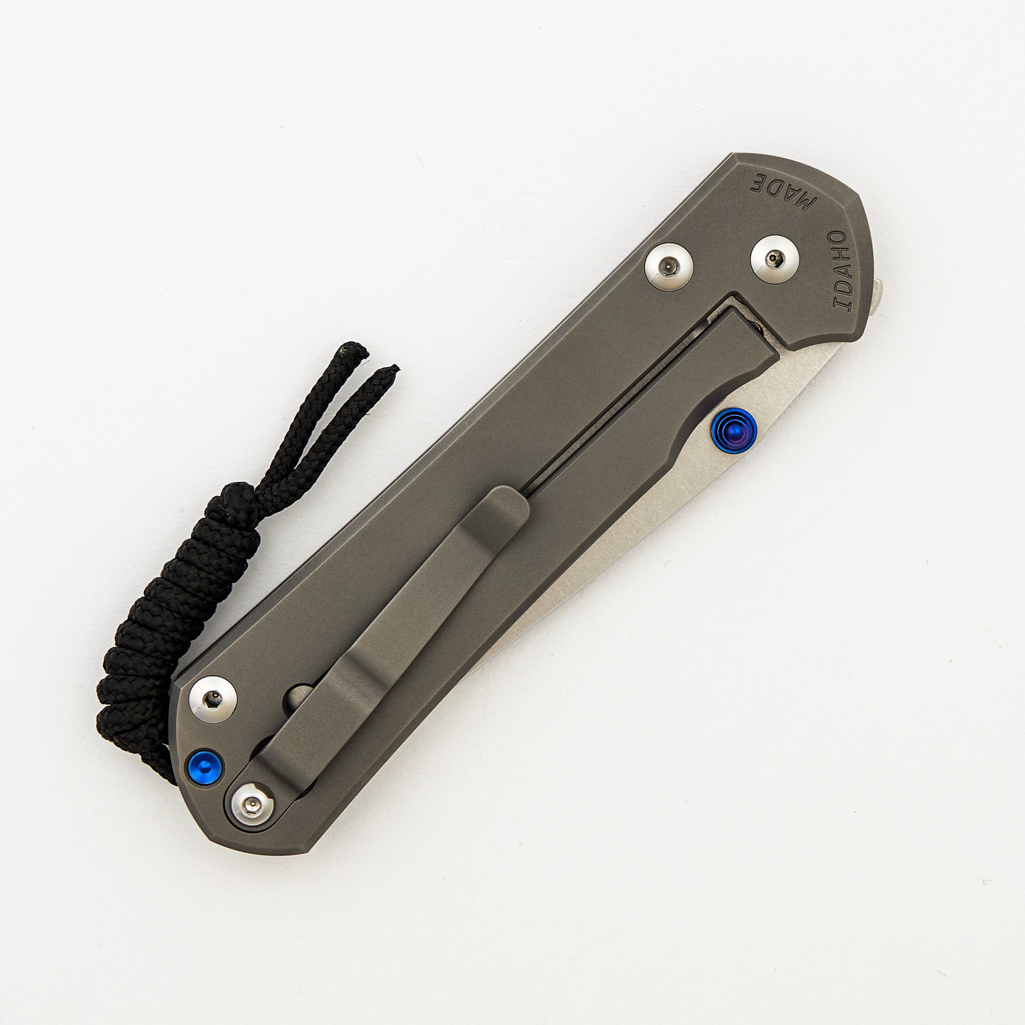 Large Sebenza 31 - Glass Blasted - Tanto CPM MagnaCut Blade - Blue Double Thumb Lugs