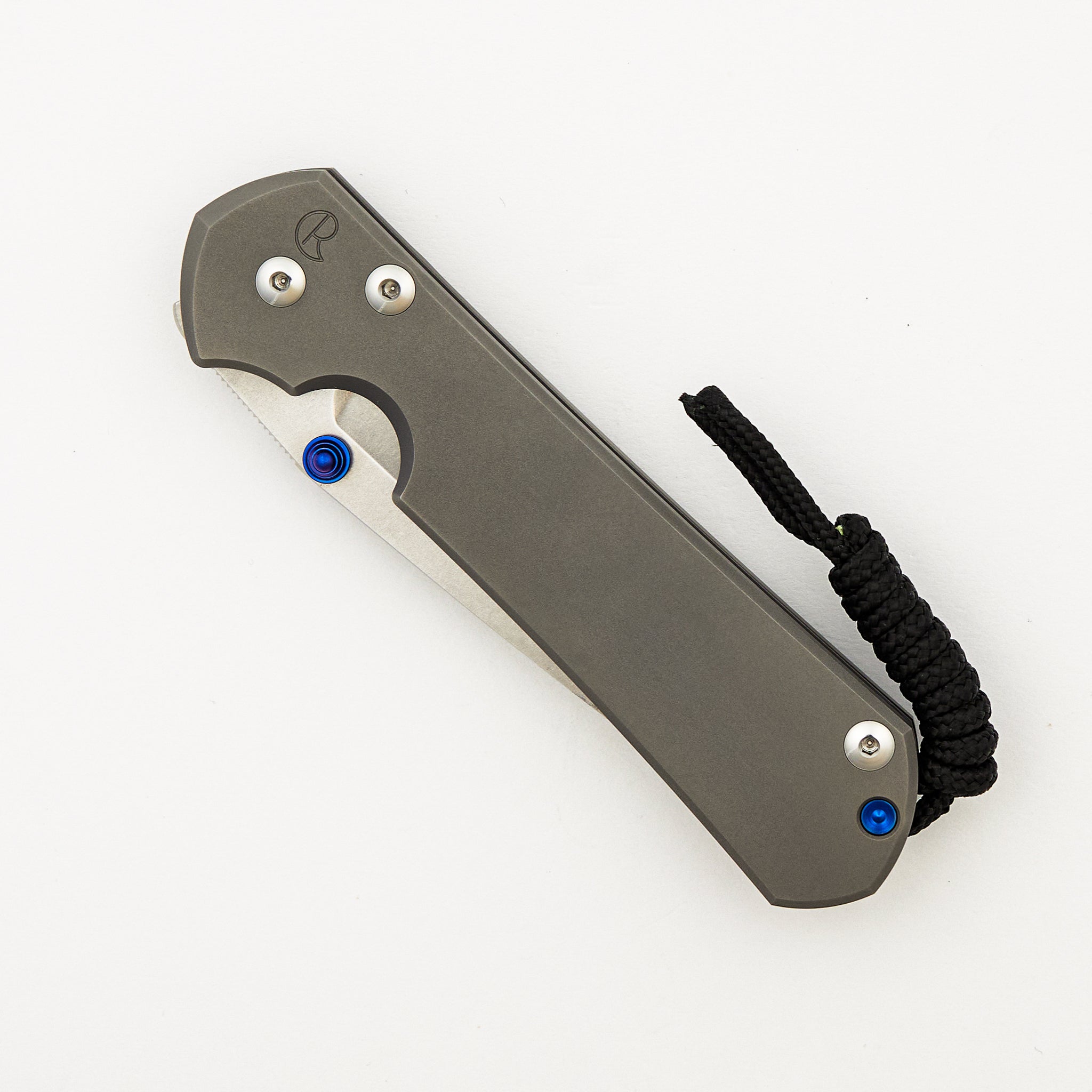 Large Sebenza 31 - Glass Blasted - Tanto CPM MagnaCut Blade - Blue Double Thumb Lugs