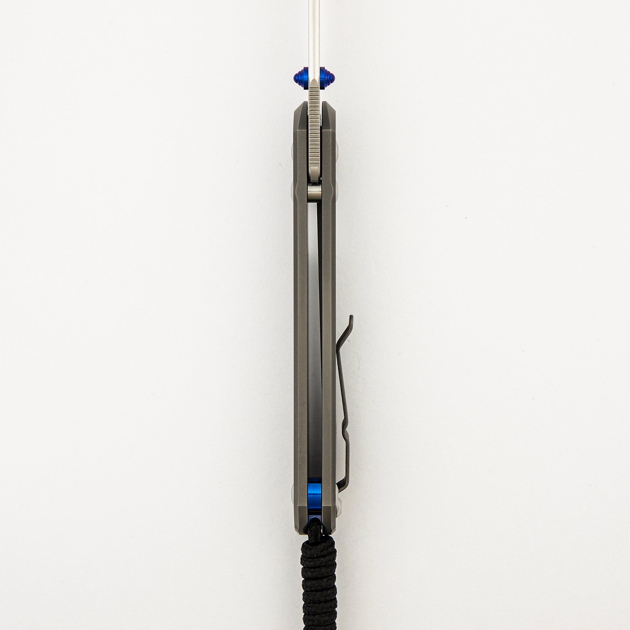 Large Sebenza 31 - Glass Blasted - Tanto CPM MagnaCut Blade - Blue Double Thumb Lugs