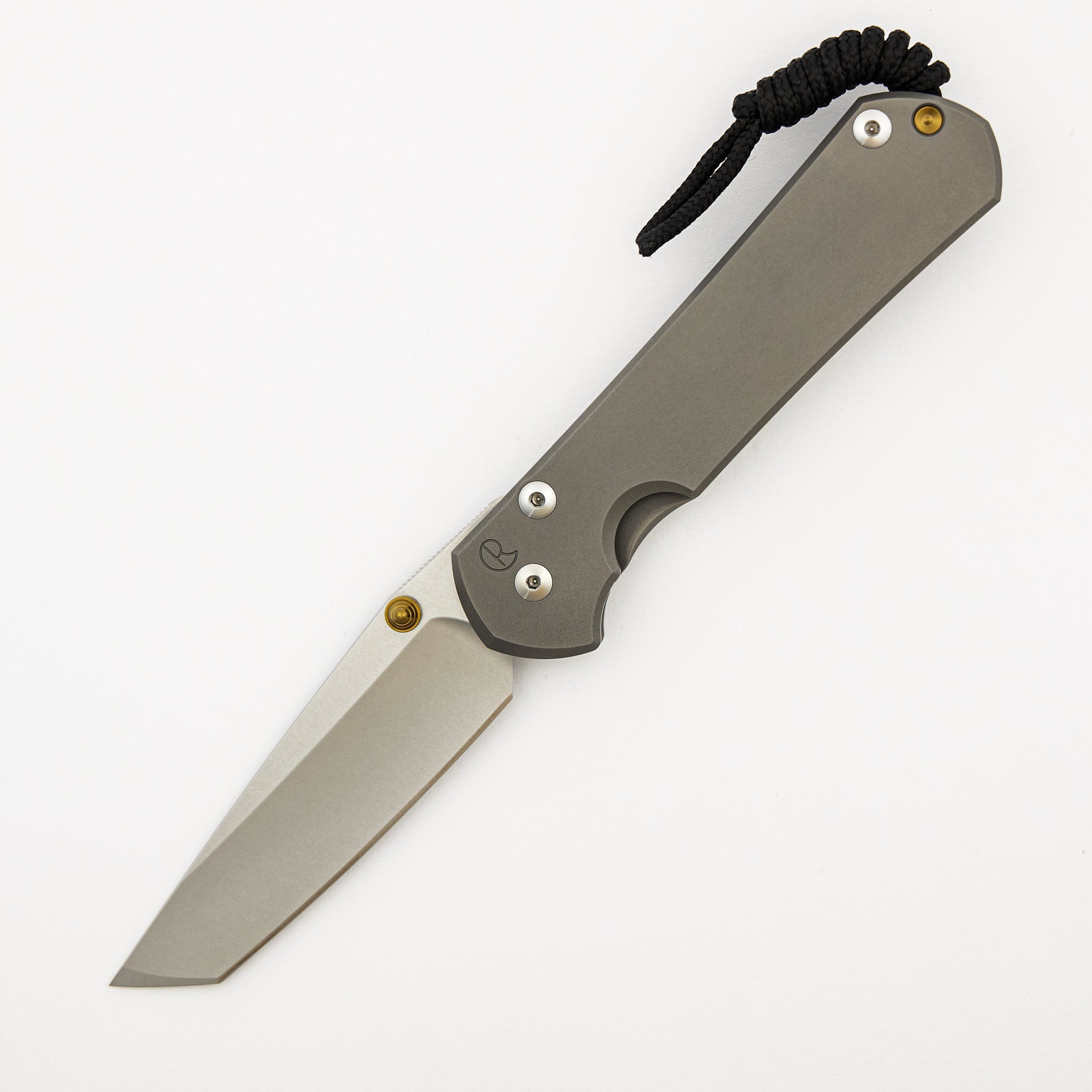 Large Sebenza 31 - Glass Blasted - Tanto CPM MagnaCut Blade - Gold Double Thumb Lugs