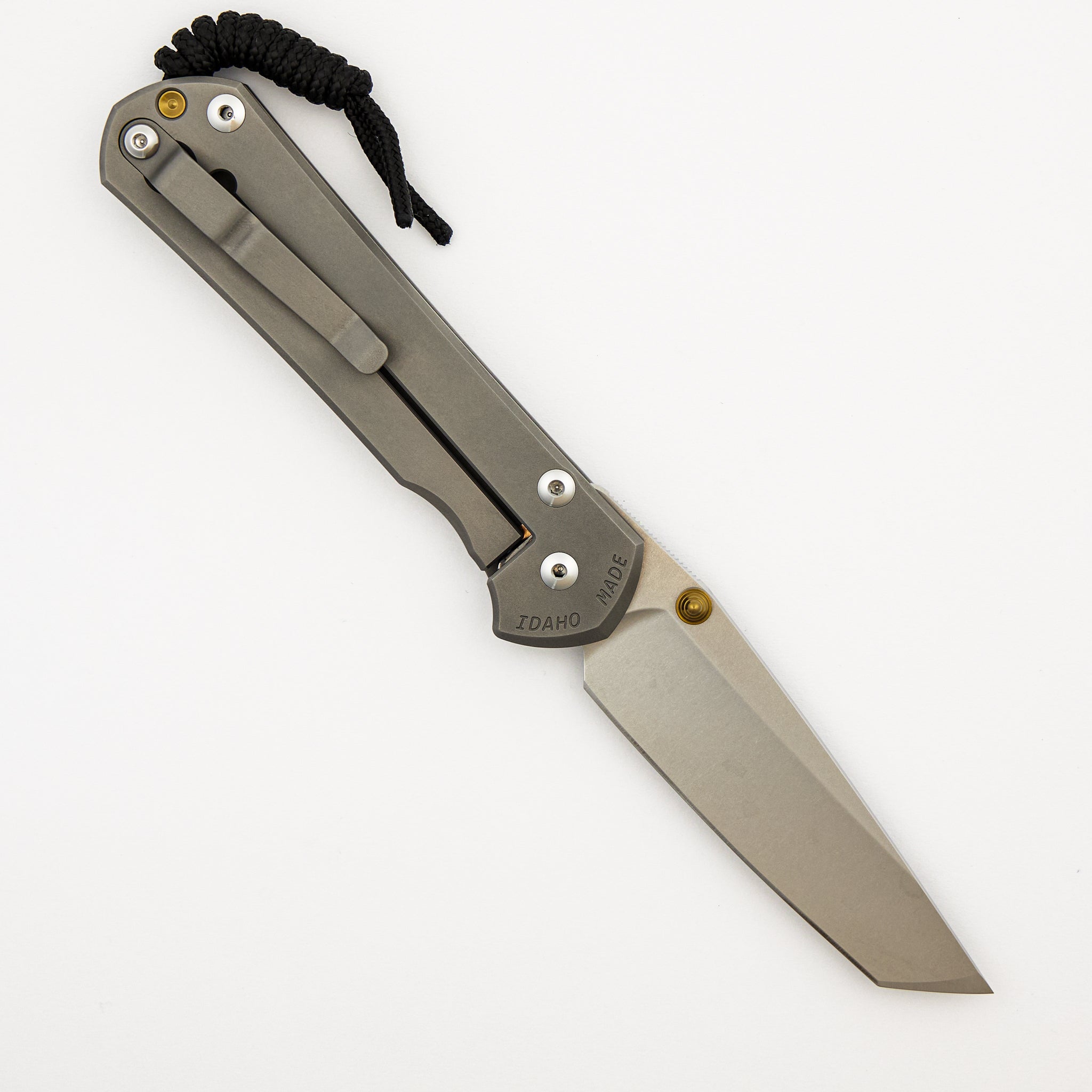 Large Sebenza 31 - Glass Blasted - Tanto CPM MagnaCut Blade - Gold Double Thumb Lugs