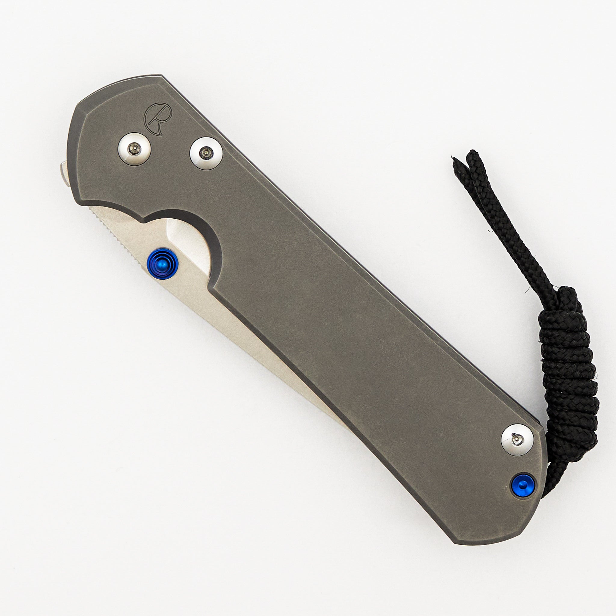 Large Sebenza 31 - Tanto CPM MagnaCut Blade - Glass Blasted - Blue Single Thumb Lug
