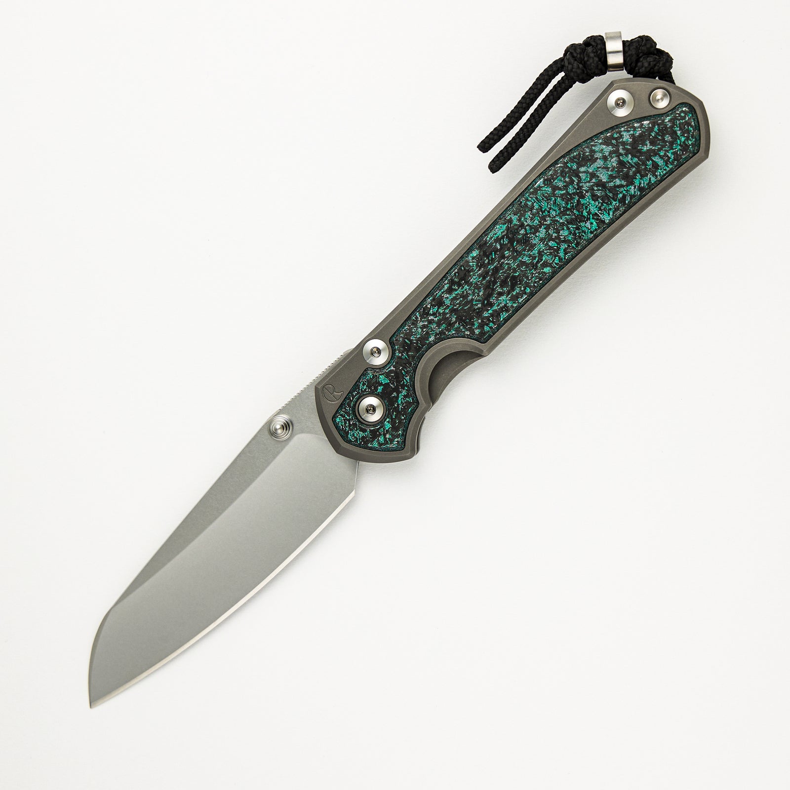 R1 Invitational - Chris Reeve Large Sebenza 31 - Teal Magnetic CarboTi Inlays - Insingo CPM MagnaCut Blade - Silver Double Thumb Lugs
