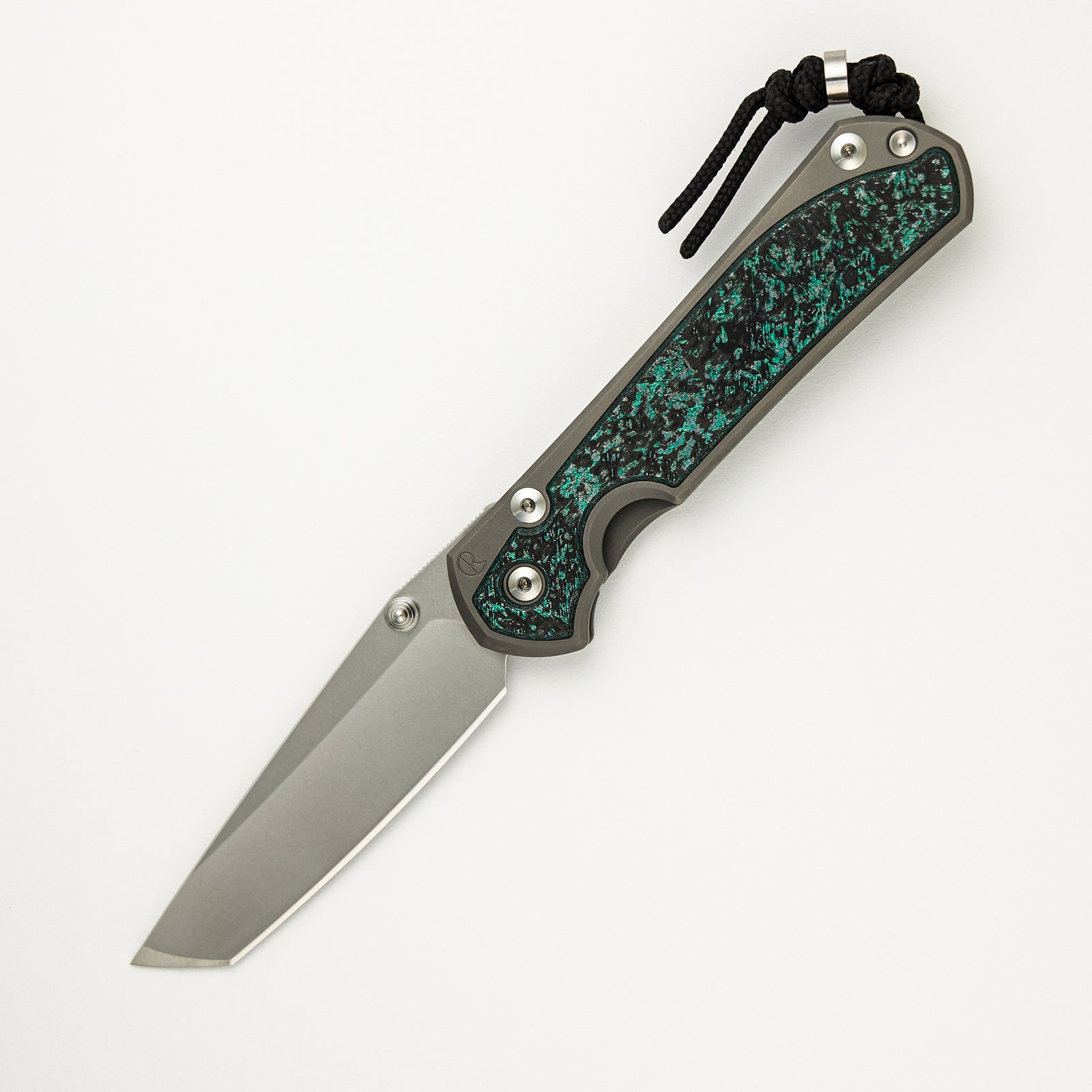 R1 Invitational - Chris Reeve Large Sebenza 31 - Teal Magnetic CarboTi Inlays - Tanto CPM MagnaCut Blade - Silver Double Thumb Lugs
