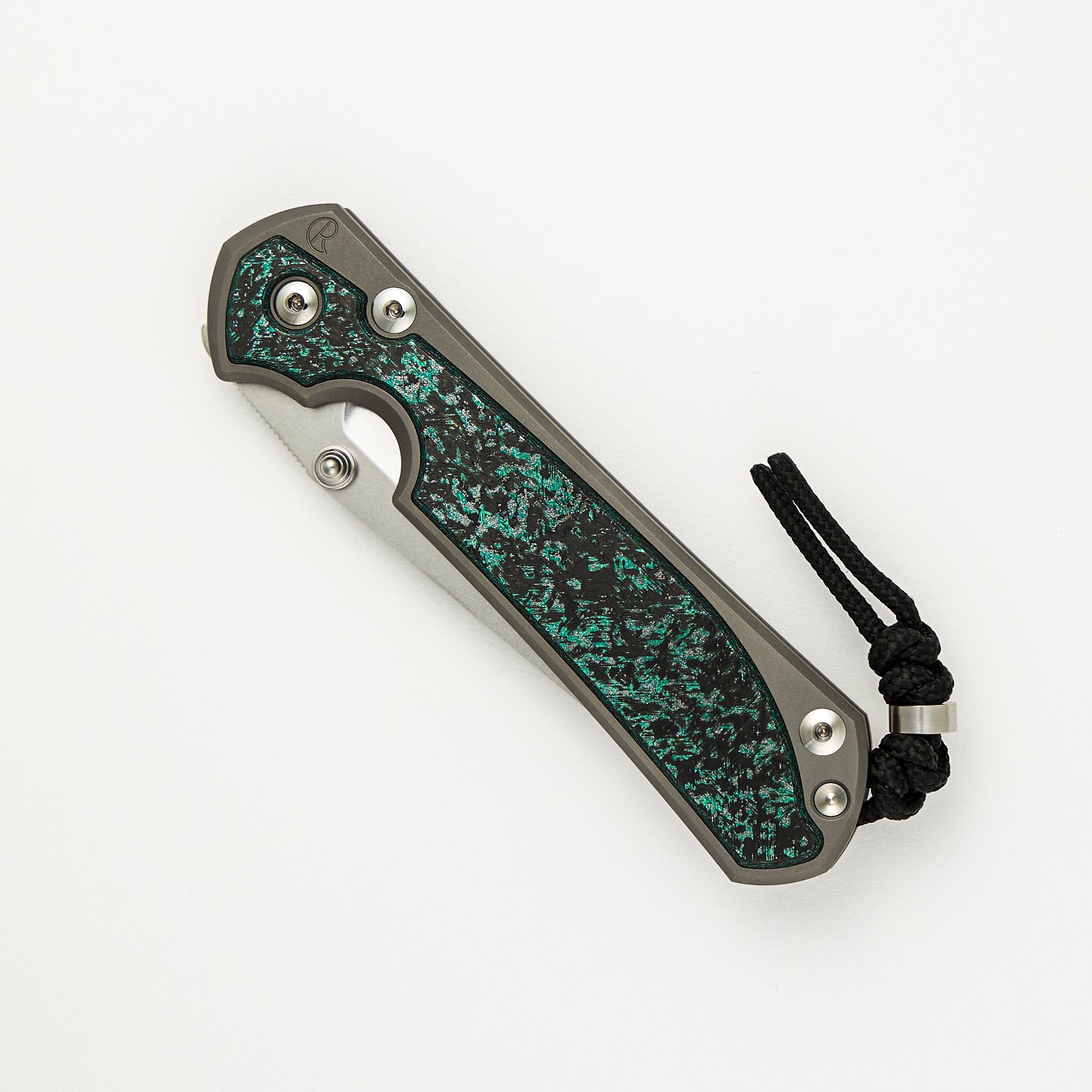 R1 Invitational - Chris Reeve Large Sebenza 31 - Teal Magnetic CarboTi Inlays - Tanto CPM MagnaCut Blade - Silver Double Thumb Lugs