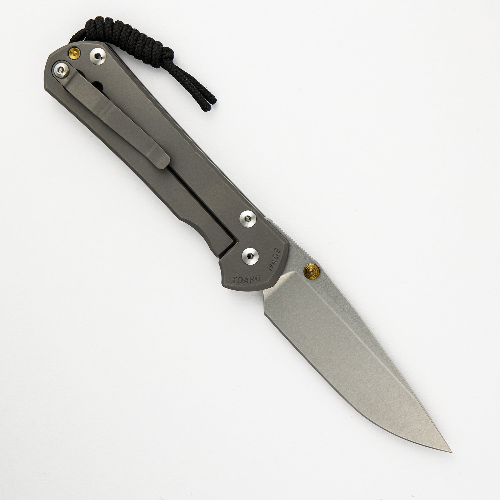 Chris Reeve Large Sebenza 31 - Glass Blasted - Drop Point CPM MagnaCut Blade - Gold Double Thumb Lugs