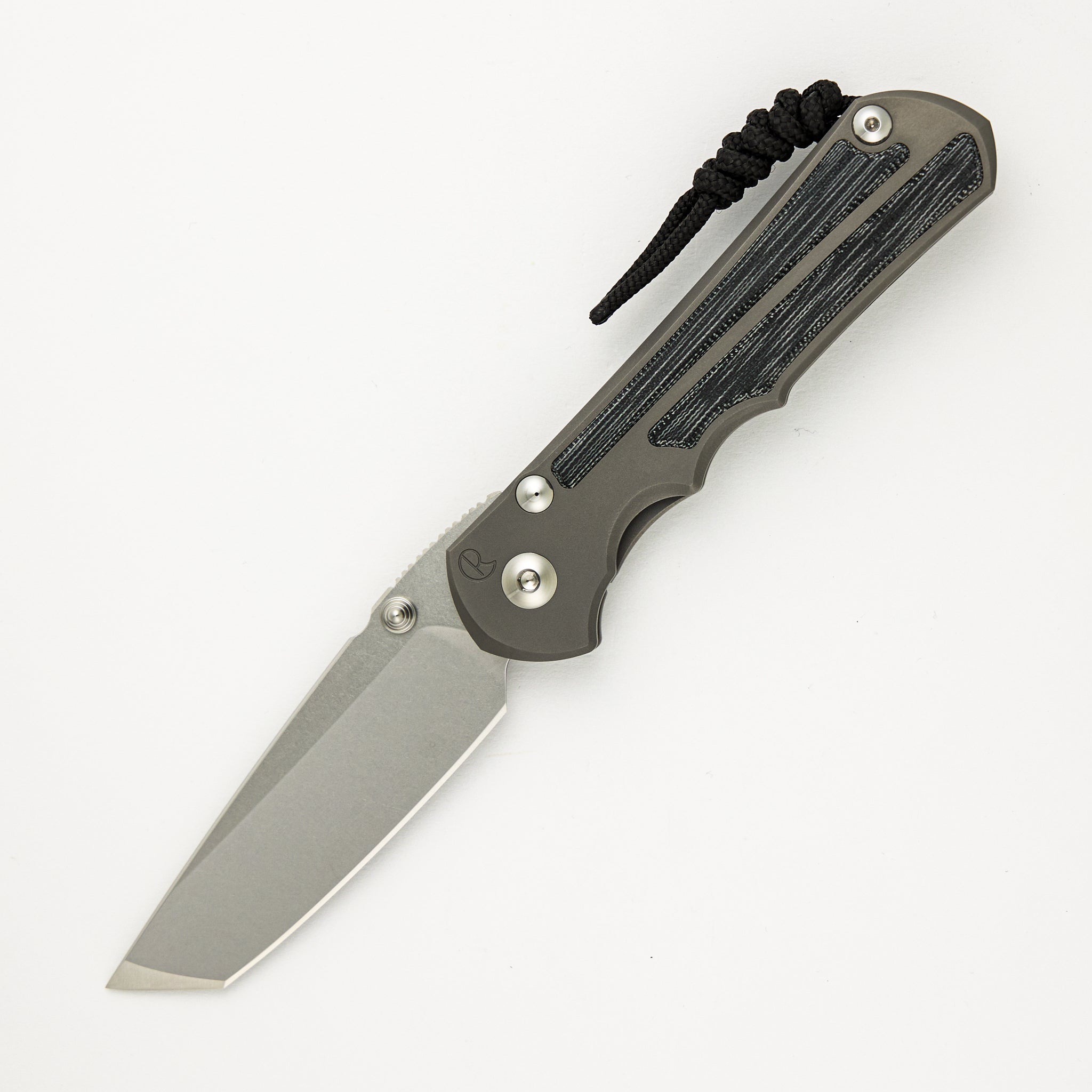 Large Inkosi - Tanto CPM MagnaCut Blade - Glass Blasted - Black Canvas Micarta Inlays