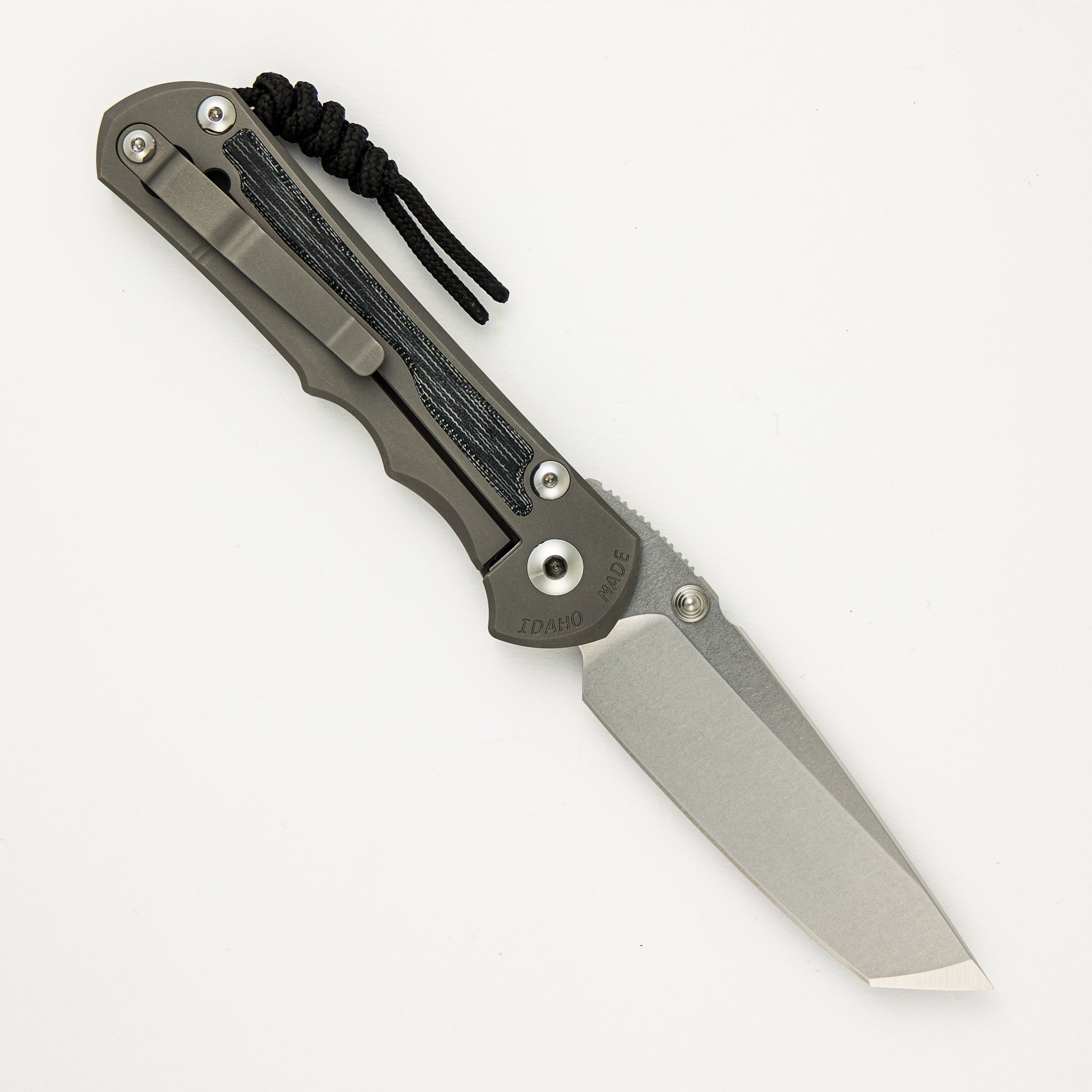 Large Inkosi - Tanto CPM MagnaCut Blade - Glass Blasted - Black Canvas Micarta Inlays