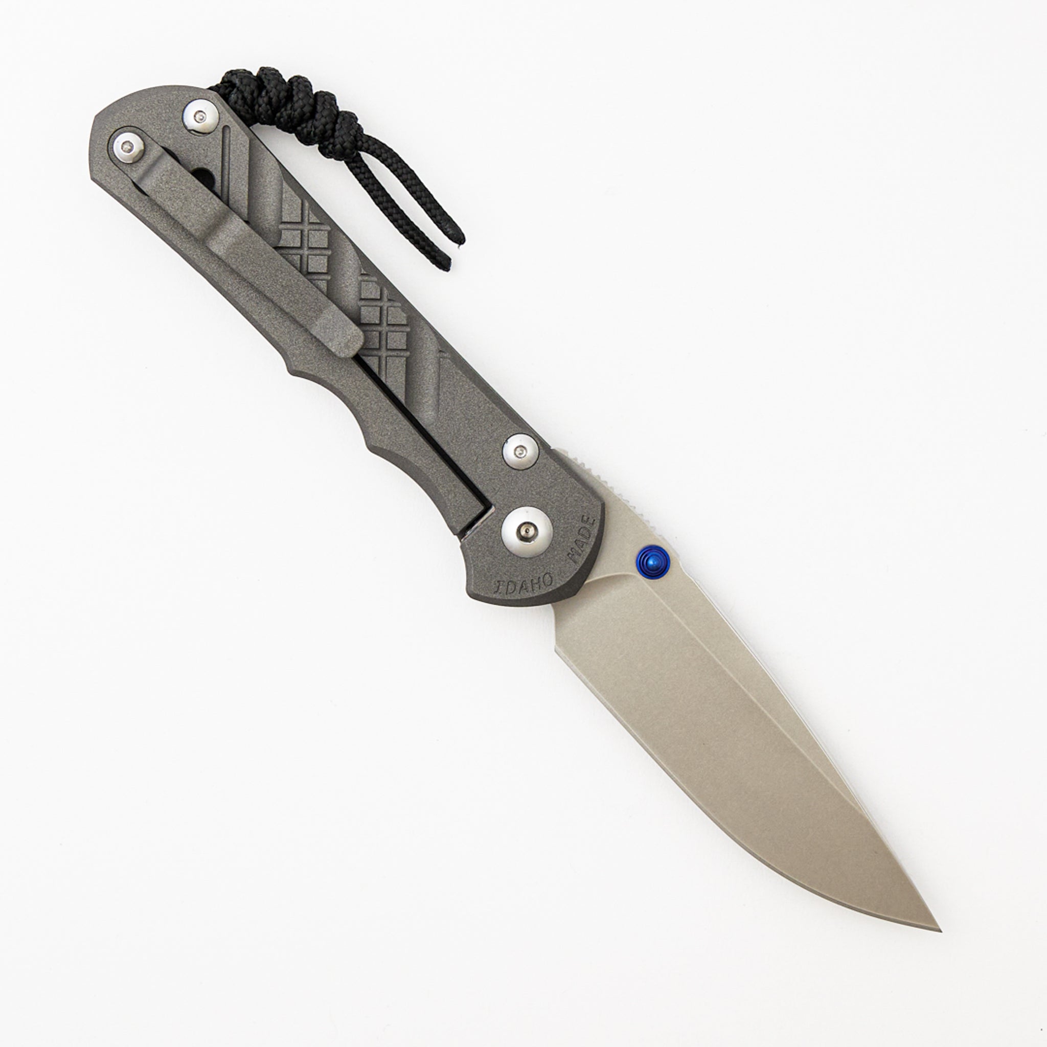 The Benny - Titanium Cross Hatch Handle - Hand Satin Lannys Clip Blade